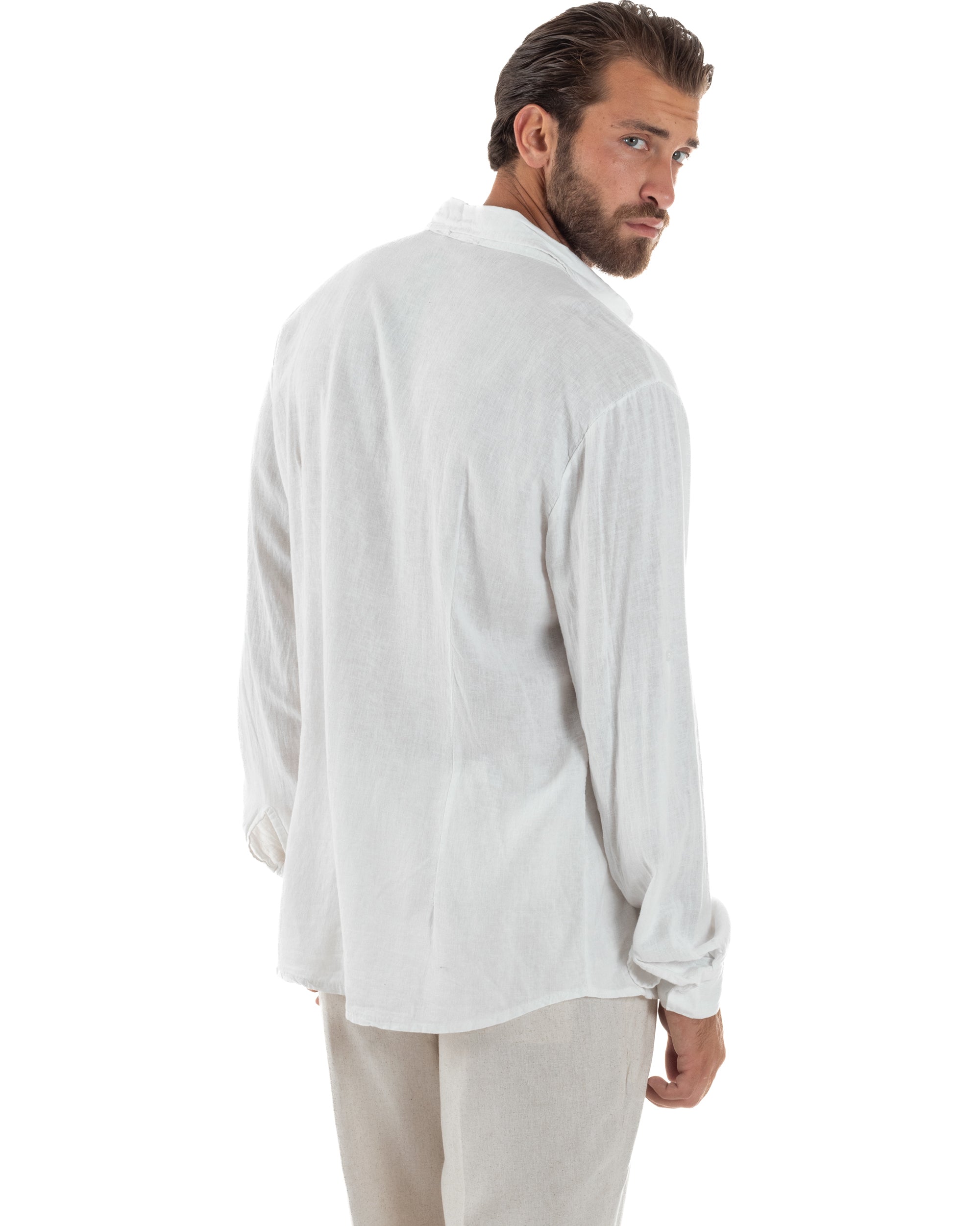 Camicia Collo Francese Lino Slim Fit Basic C3032A