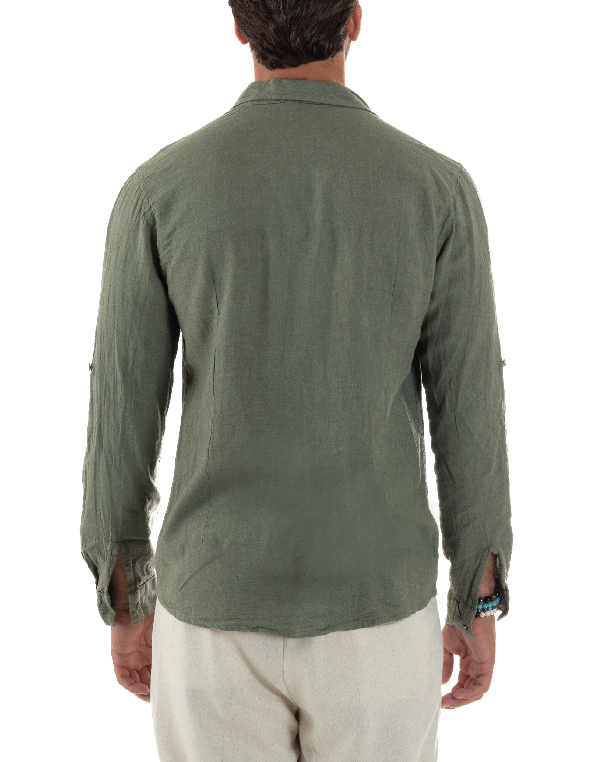 Camicia Collo Francese Lino Slim Fit Basic C3033A