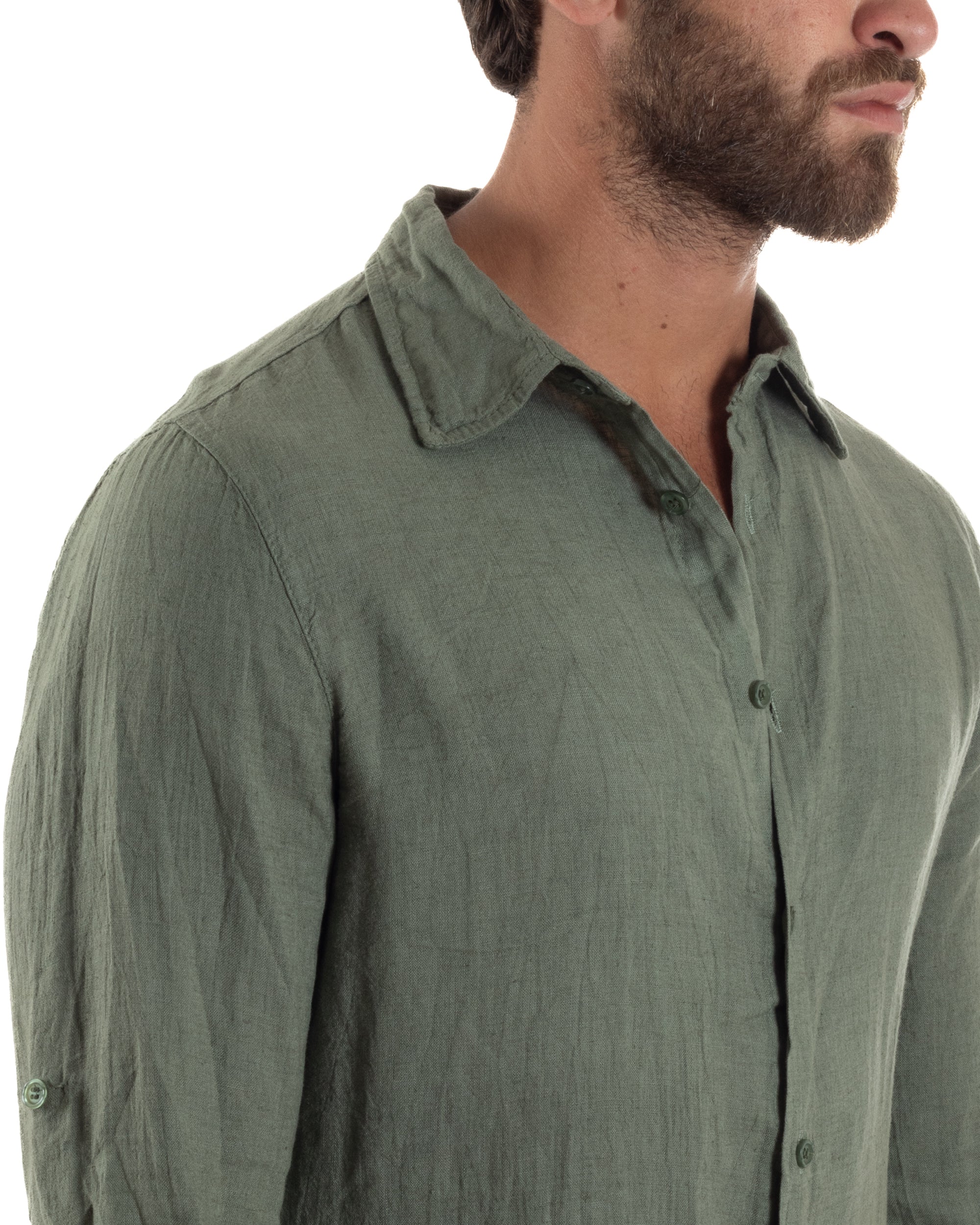 Camicia Collo Francese Lino Slim Fit Basic C3033A