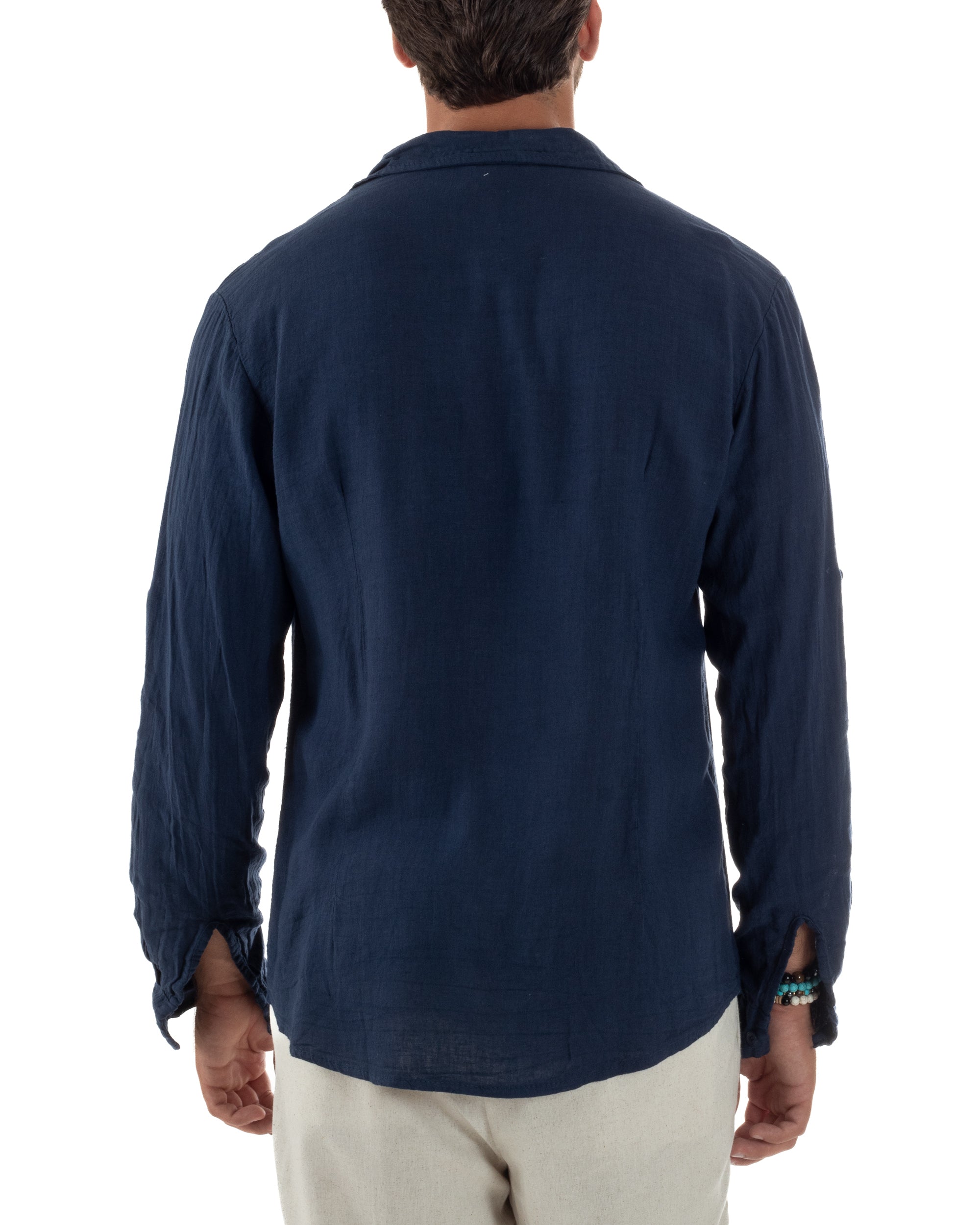 Camicia Collo Francese Lino Slim Fit Basic C3035A