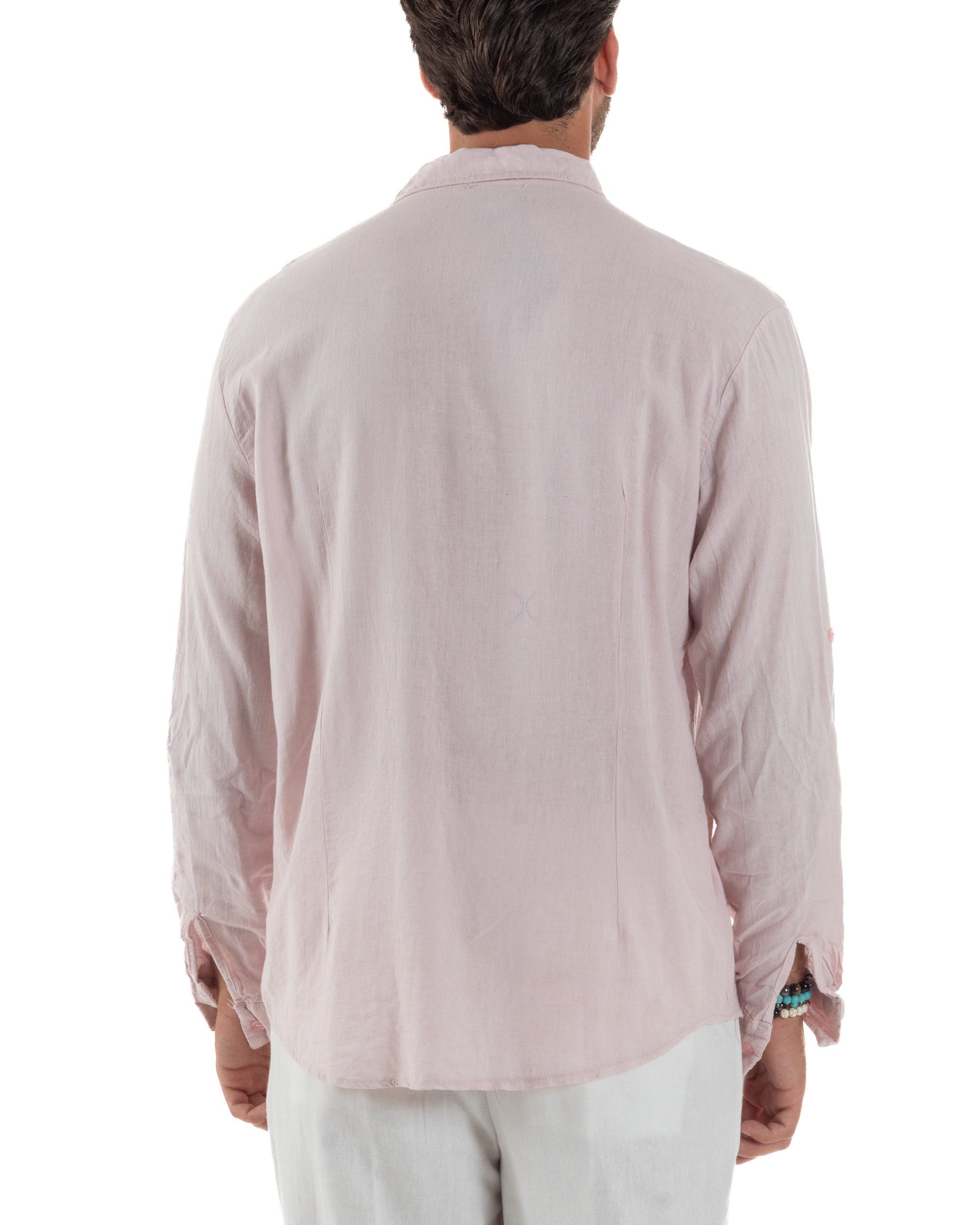 Camicia Collo Francese Lino Slim Fit Basic C3036A