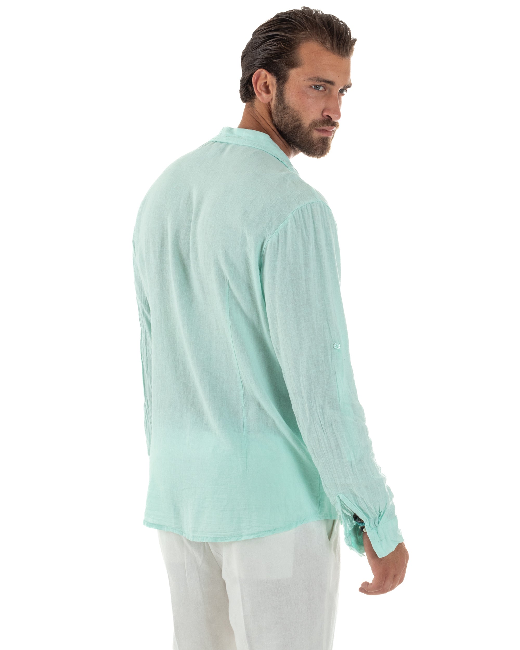 Camicia Collo Francese Lino Slim Fit Basic C3037A