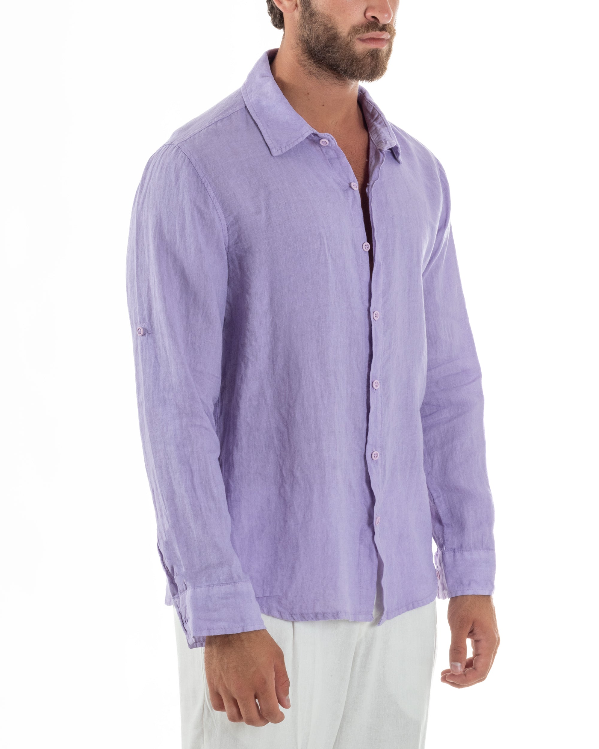 Camicia Collo Francese Lino Slim Fit Basic C3040A