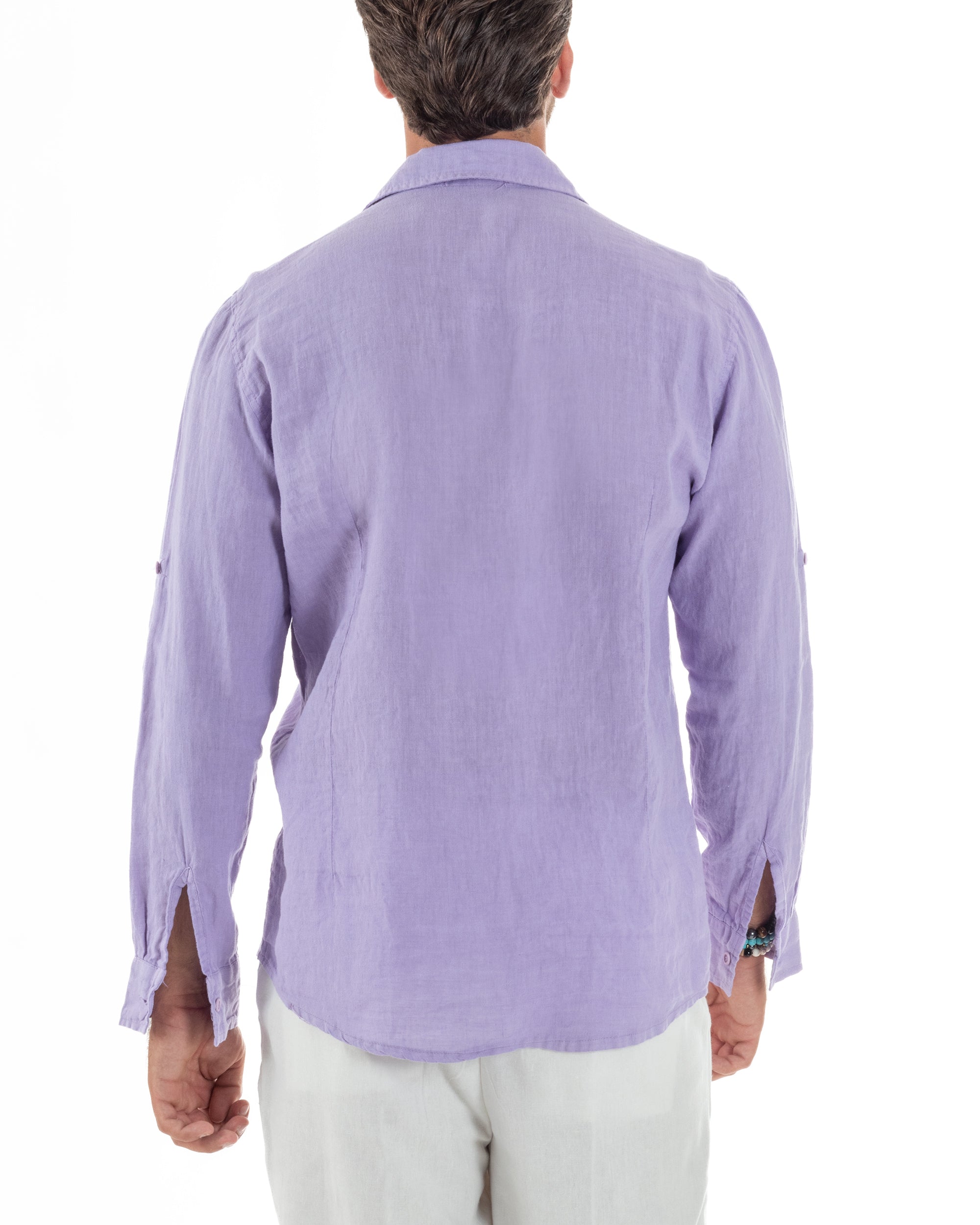 Camicia Collo Francese Lino Slim Fit Basic C3040A