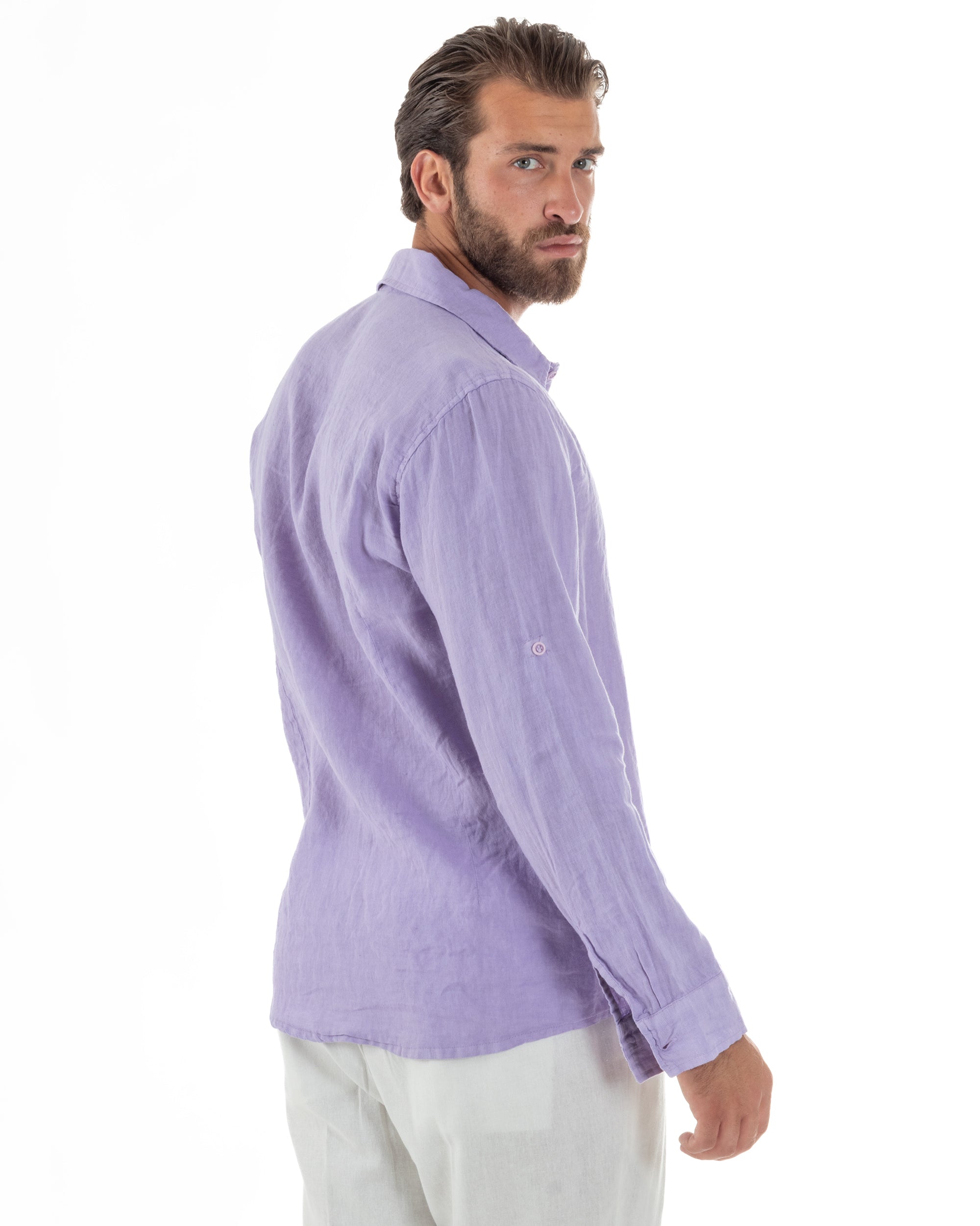 Camicia Collo Francese Lino Slim Fit Basic C3040A