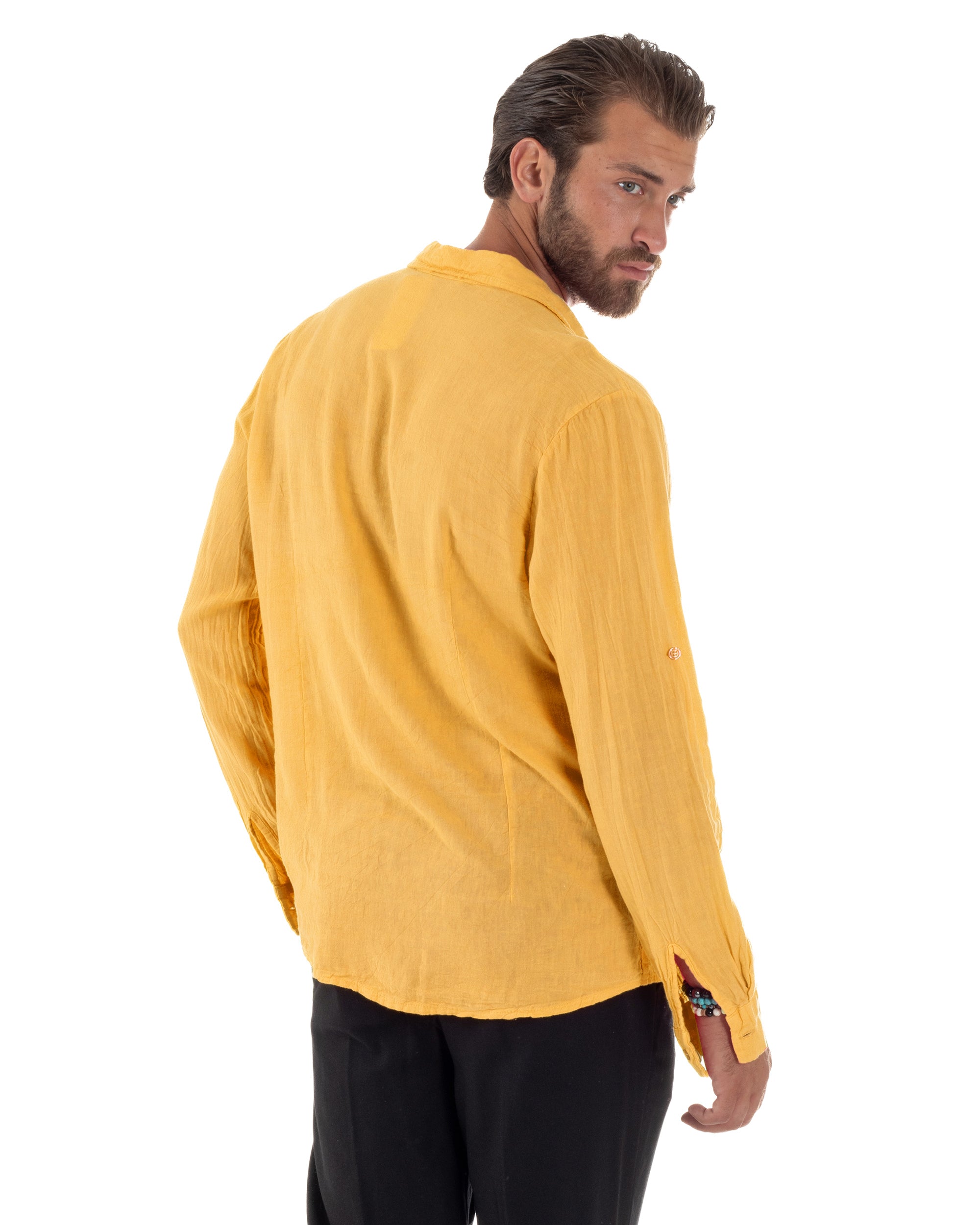 Camicia Collo Francese Lino Slim Fit Basic C3041A