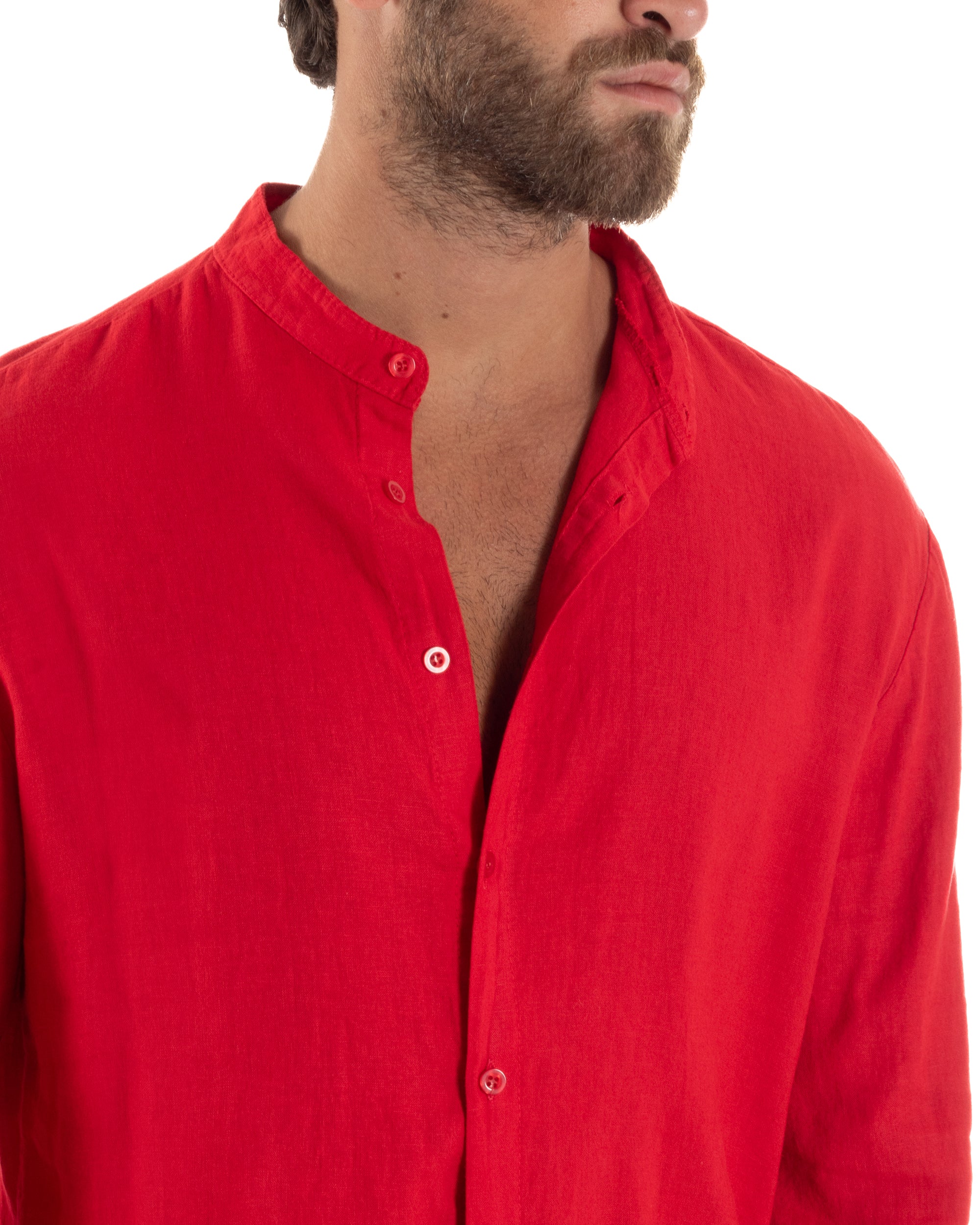 Camicia Lino Slim Fit Collo Coreano C3042A