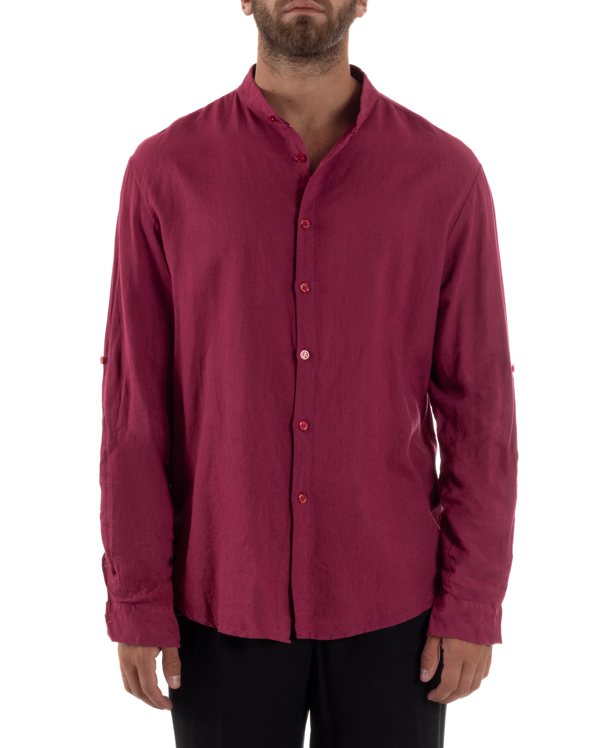 Camicia Lino Slim Fit Collo Coreano C3044A