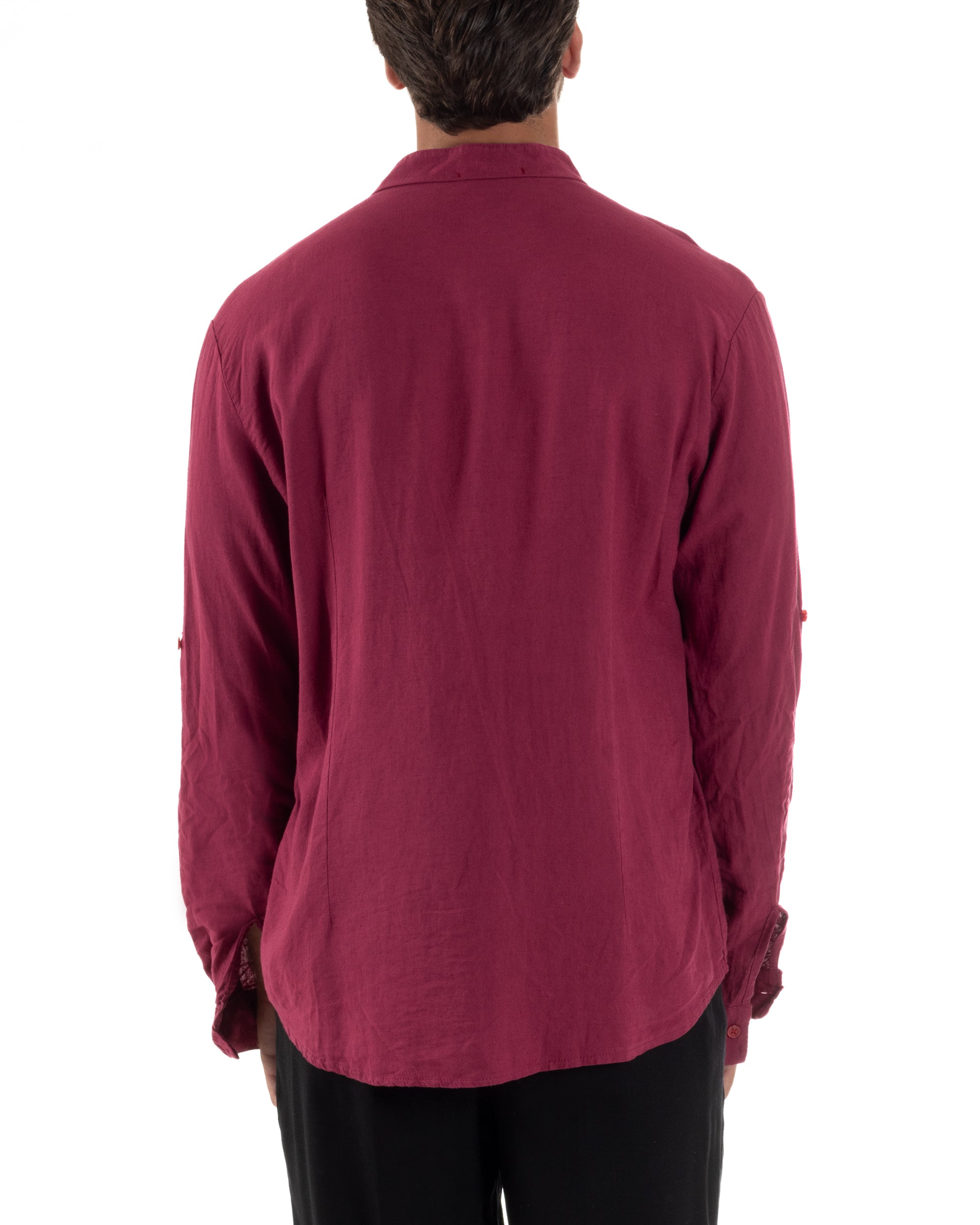 Camicia Lino Slim Fit Collo Coreano C3044A