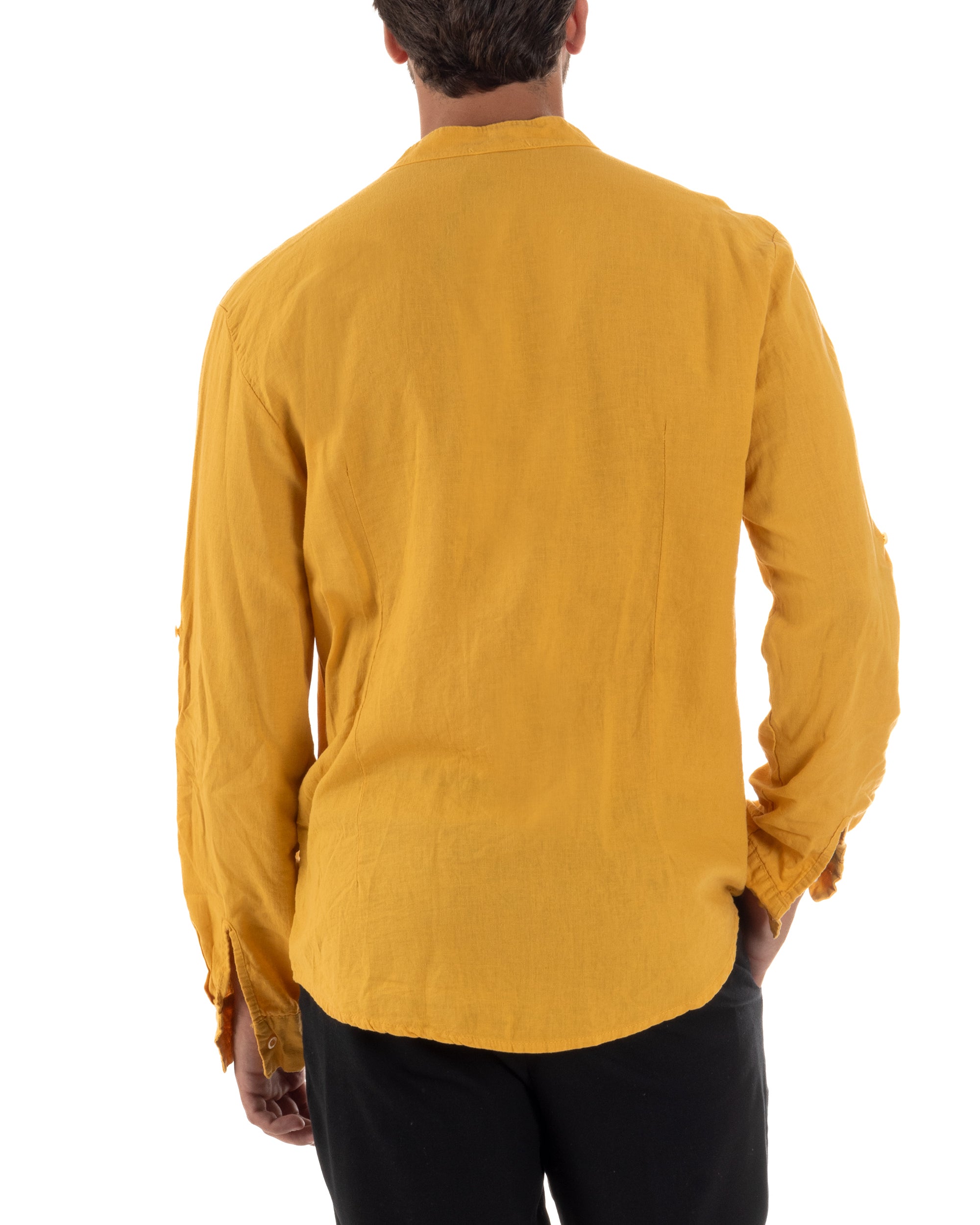 Camicia Lino Slim Fit Collo Coreano C3045A