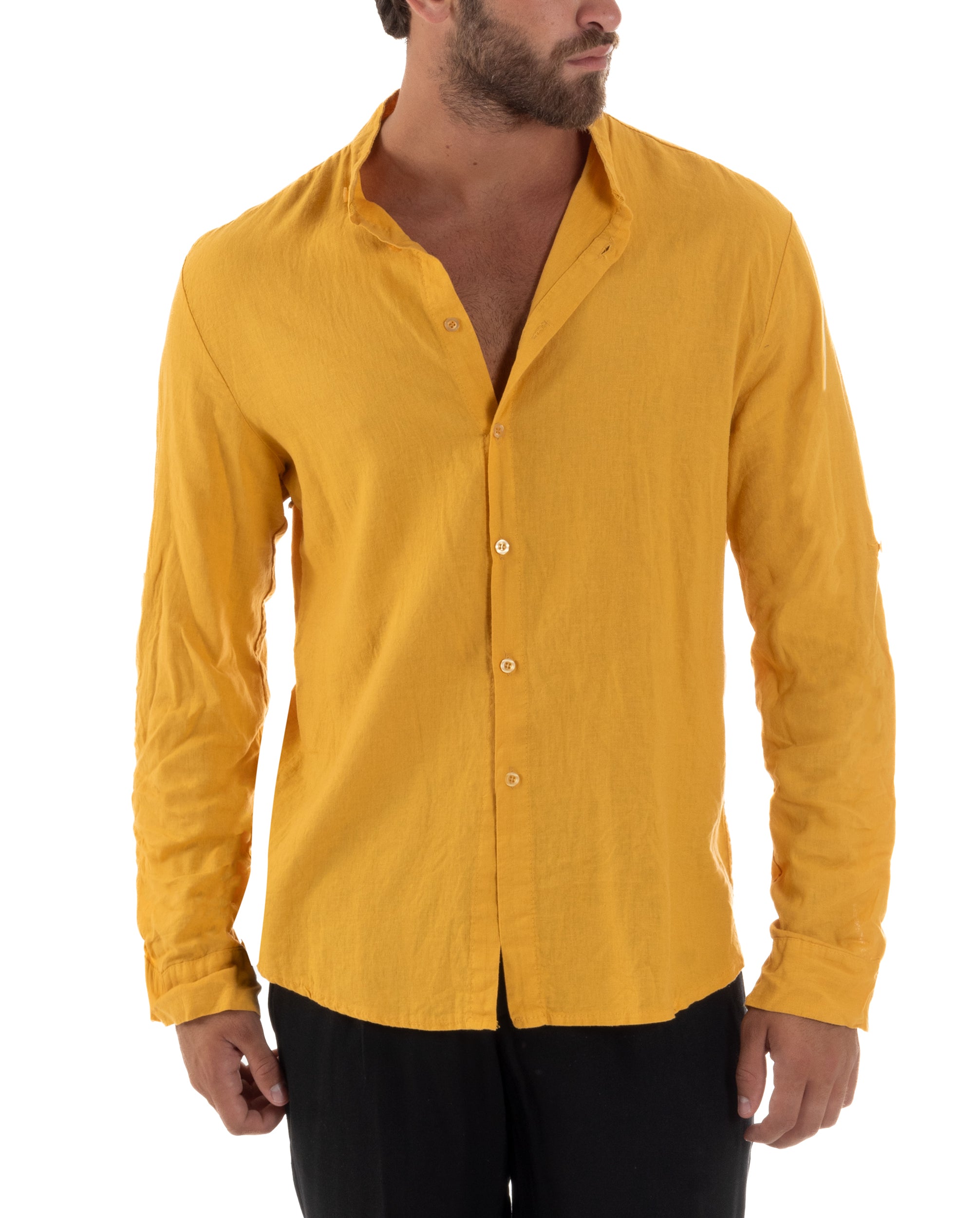 Camicia Lino Slim Fit Collo Coreano C3045A