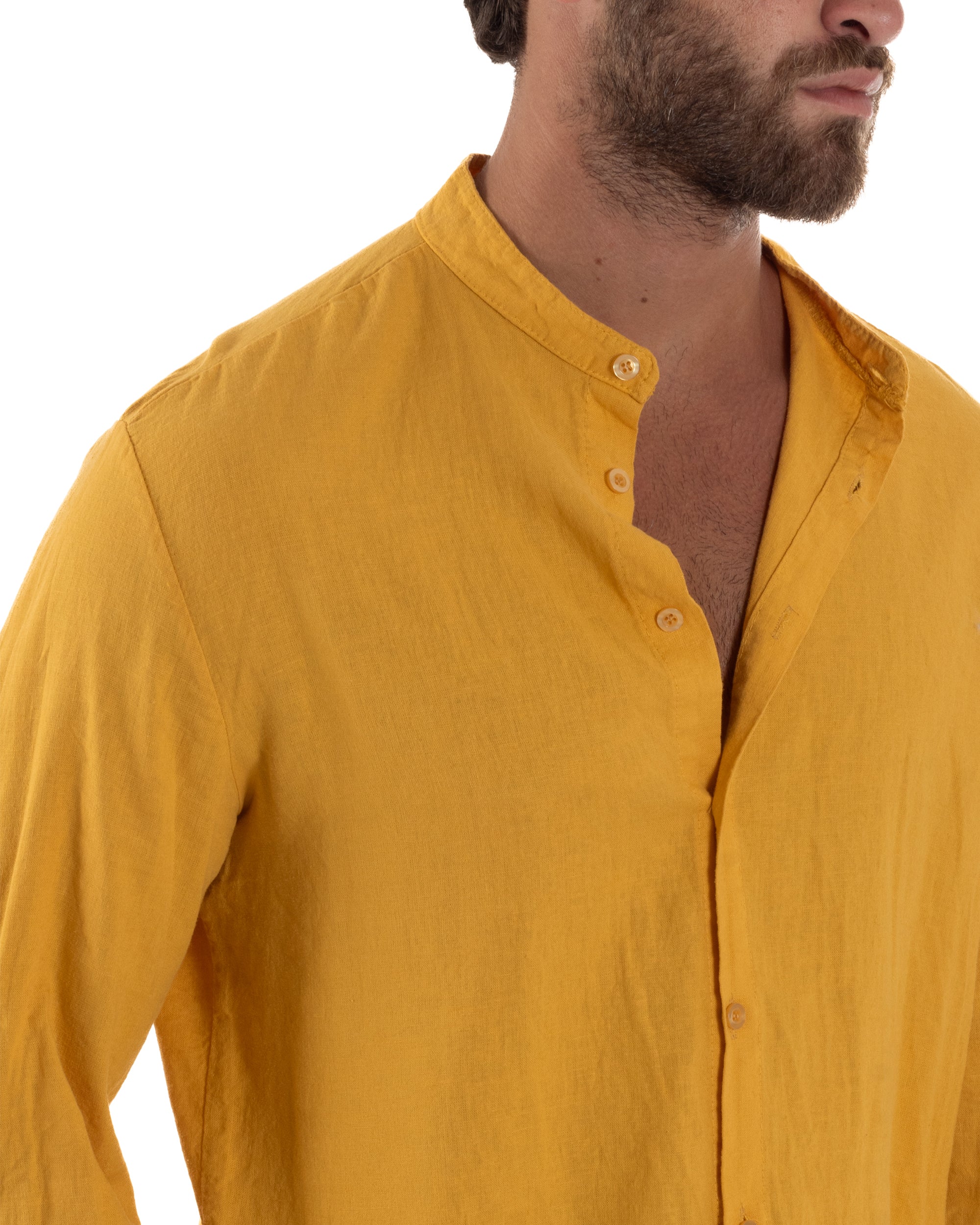 Camicia Lino Slim Fit Collo Coreano C3045A