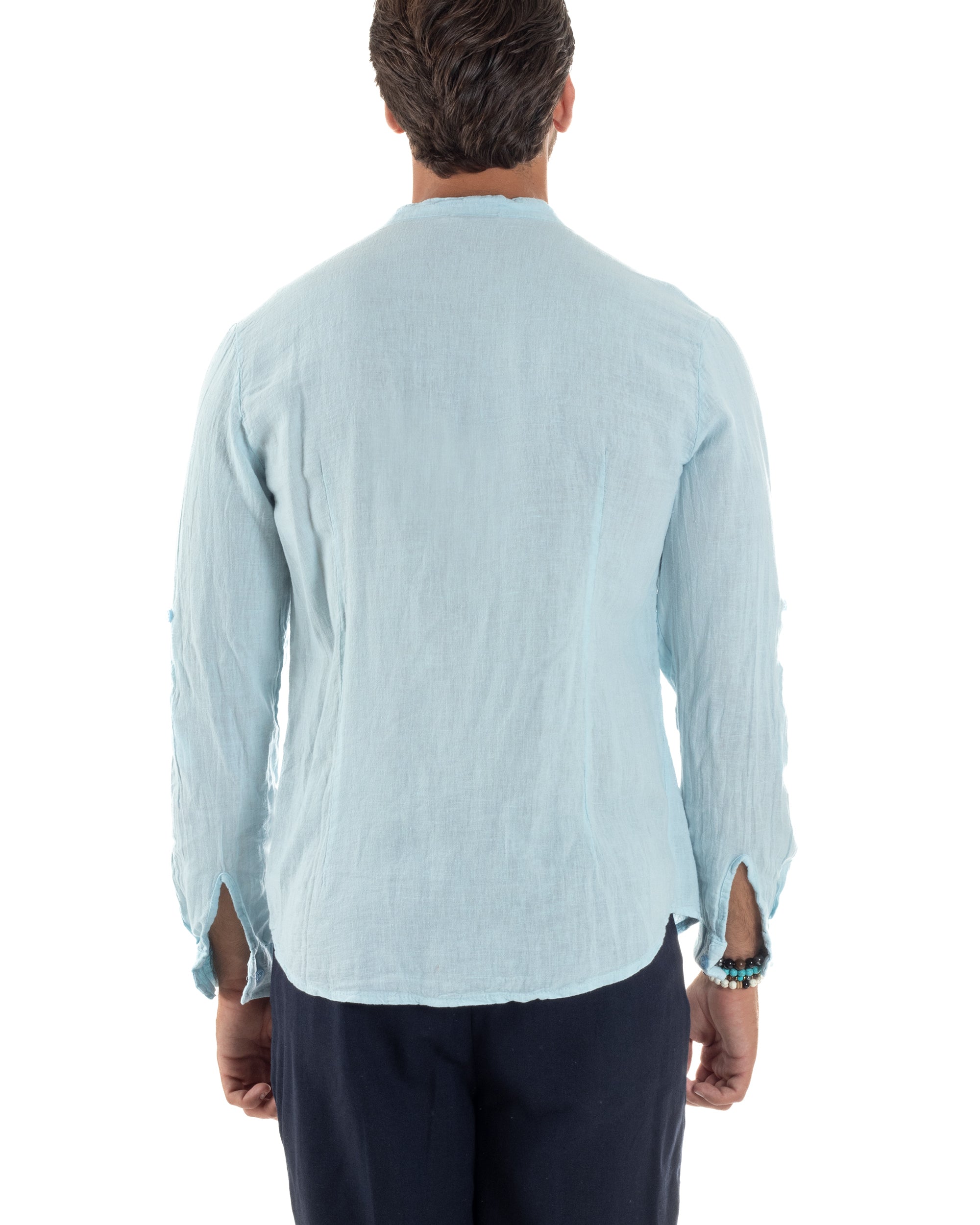 Camicia Lino Slim Fit Collo Coreano C3046A