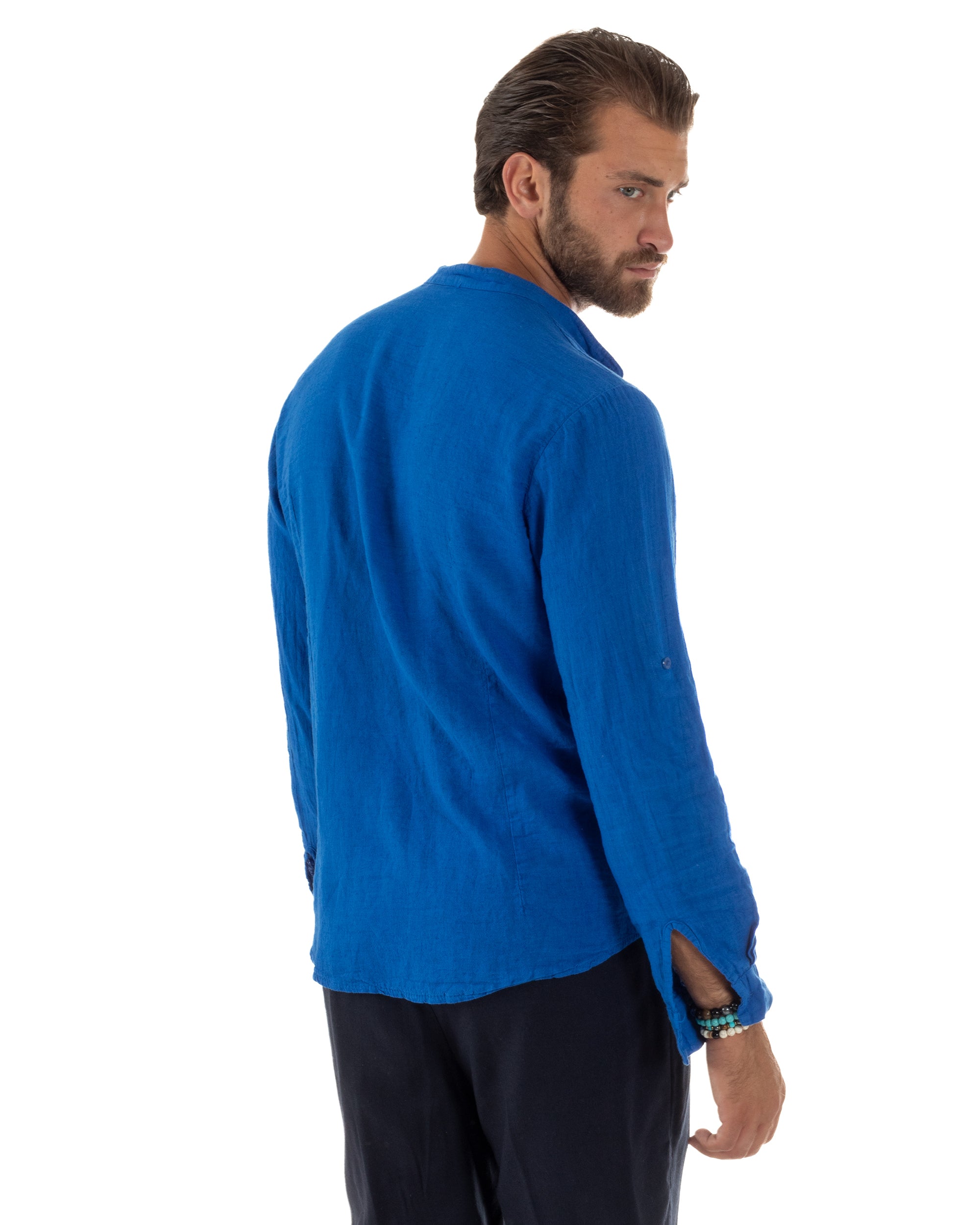 Camicia Lino Slim Fit Collo Coreano C3047A