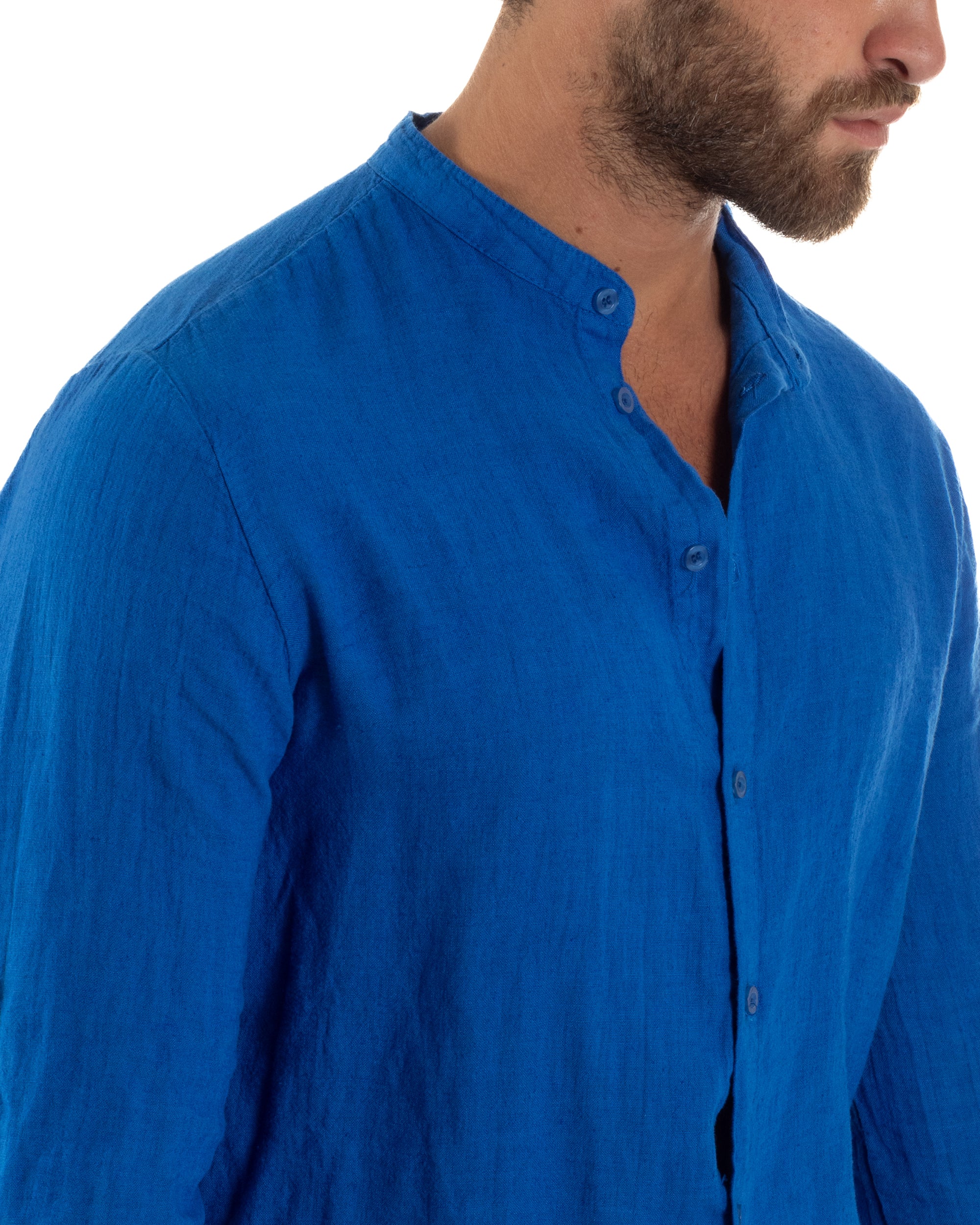 Camicia Lino Slim Fit Collo Coreano C3047A