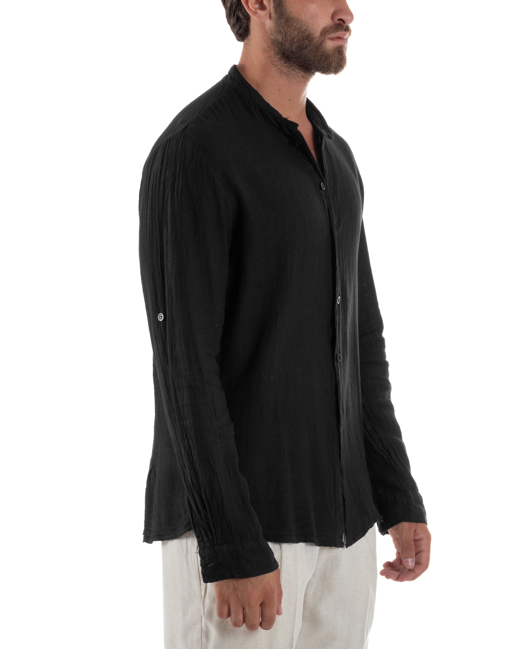 Camicia Lino Slim Fit Collo Coreano C3048A