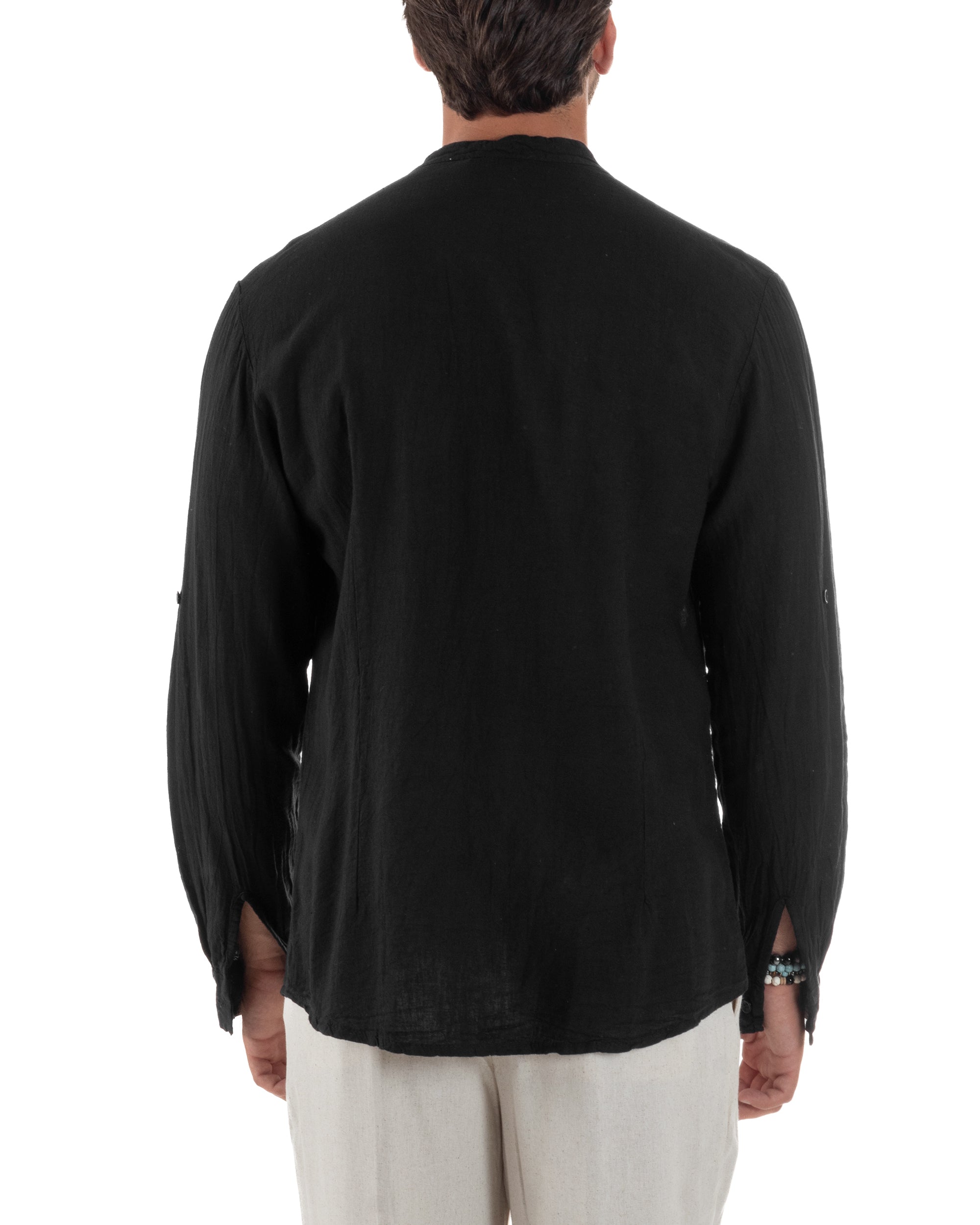 Camicia Lino Slim Fit Collo Coreano C3048A