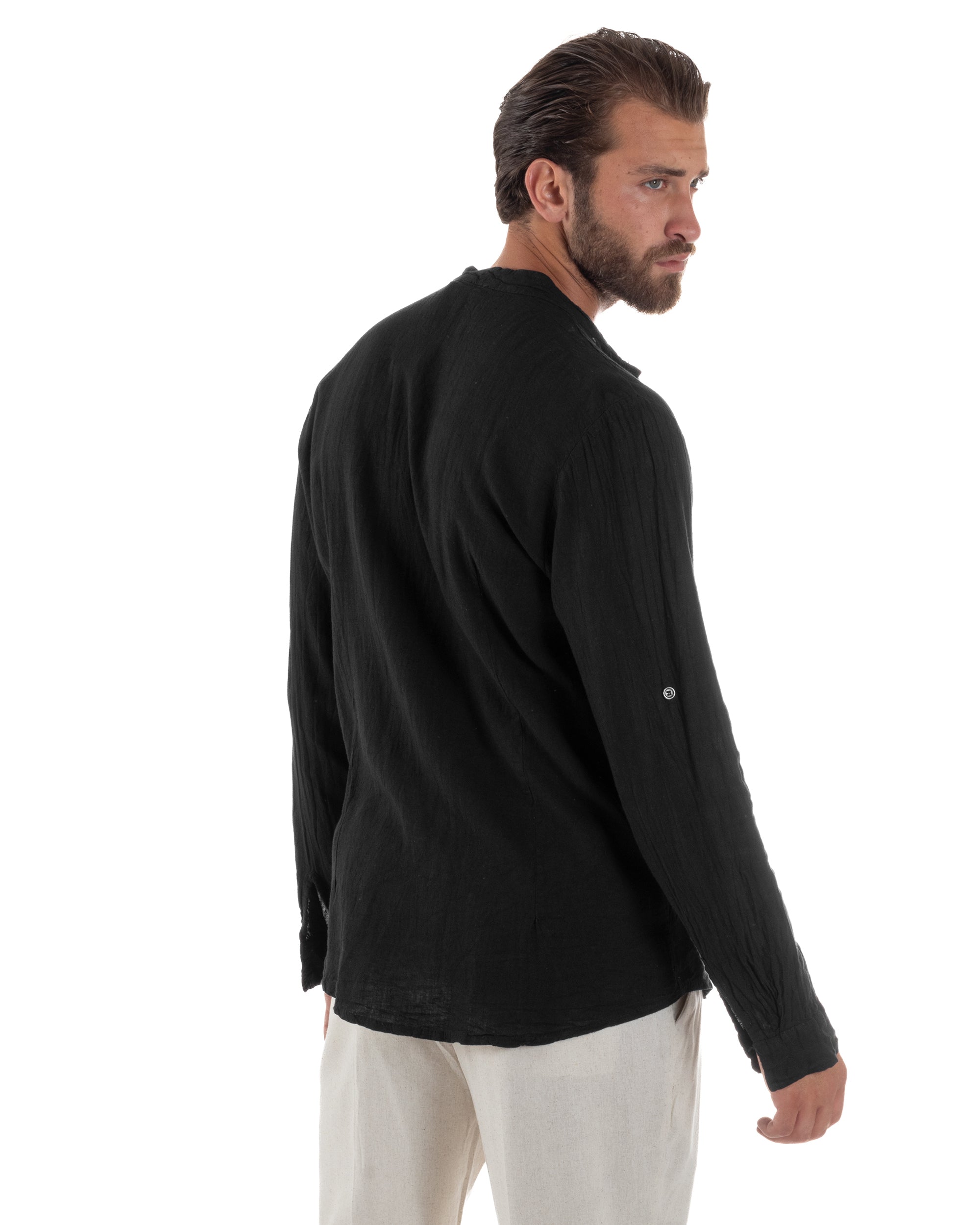 Camicia Lino Slim Fit Collo Coreano C3048A