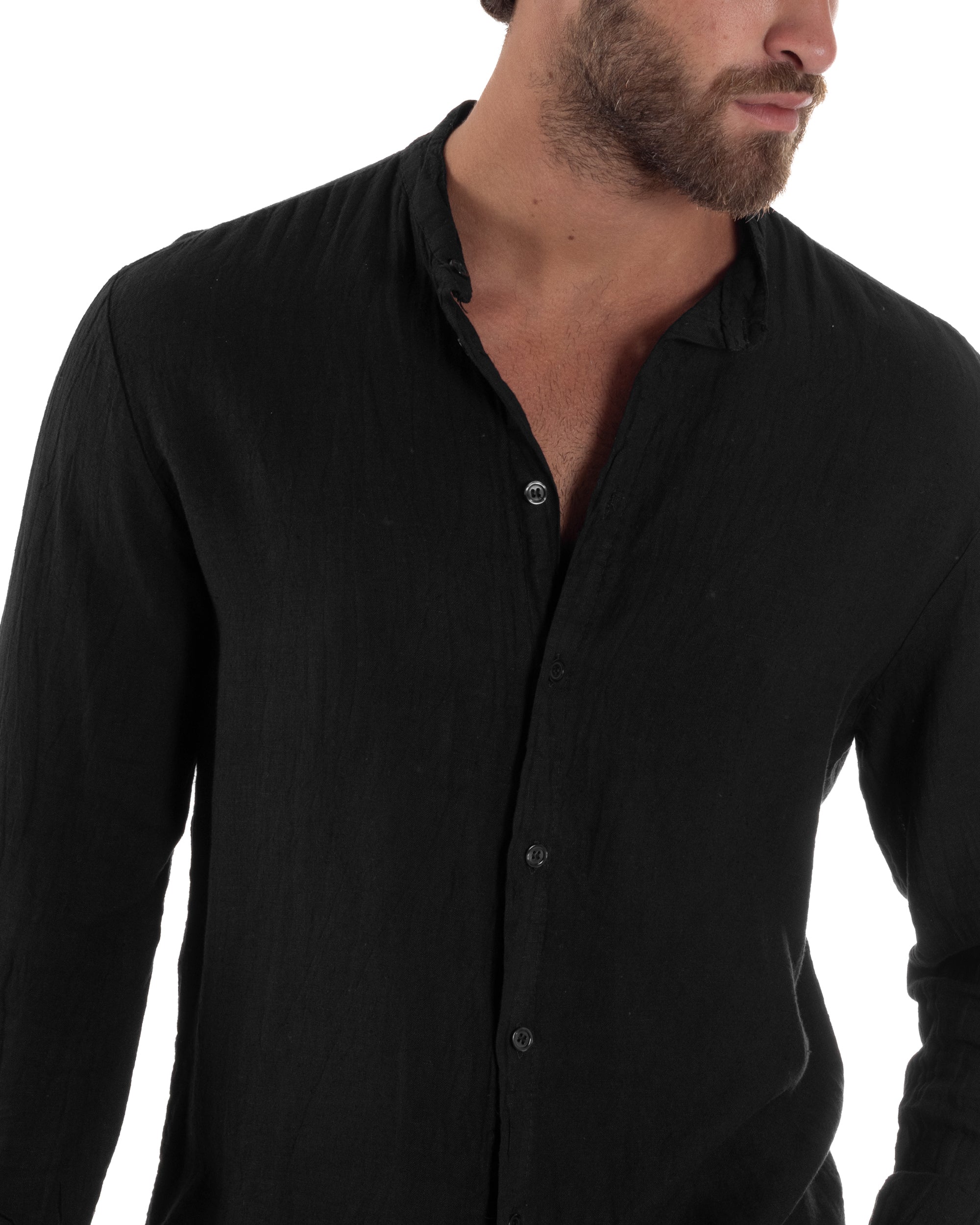 Camicia Lino Slim Fit Collo Coreano C3048A