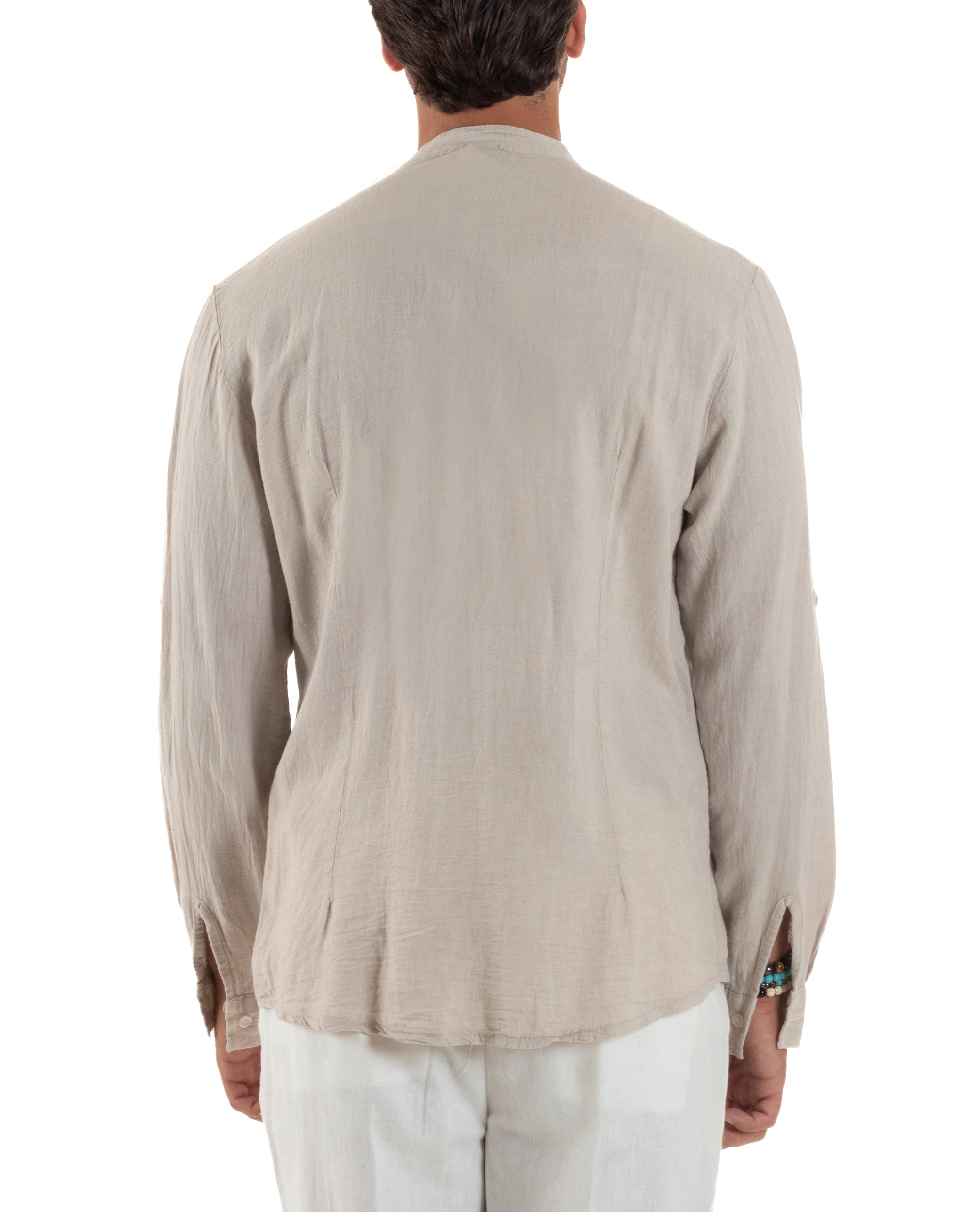 Camicia Lino Slim Fit Collo Coreano C3050A