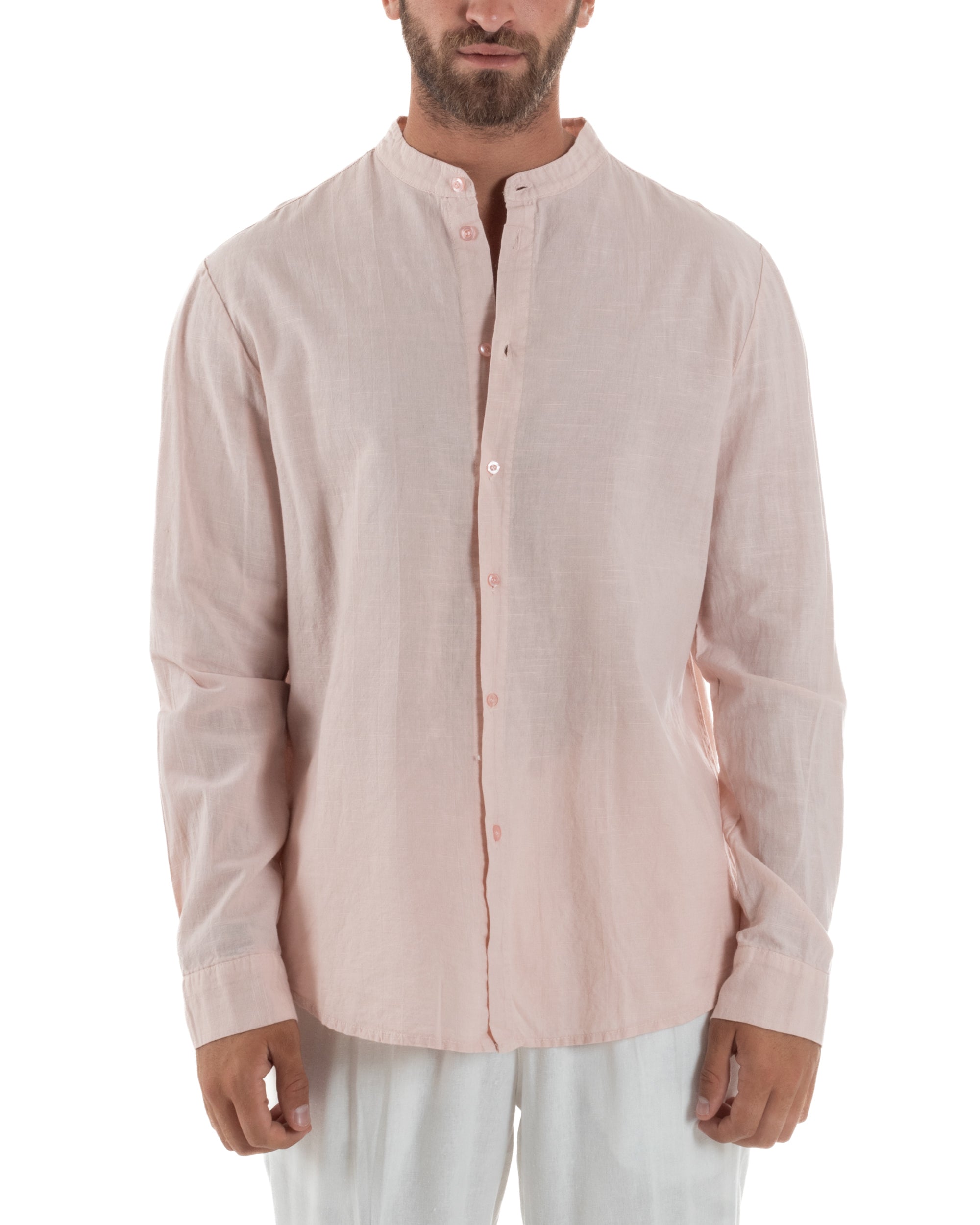 Camicia Lino Slim Fit Collo Coreano C3051A