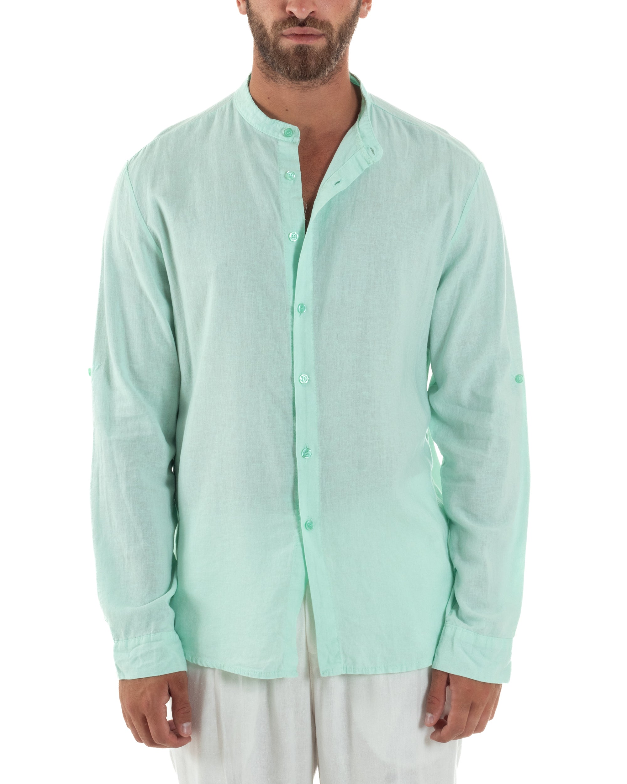 Camicia Lino Slim Fit Collo Coreano C3052A