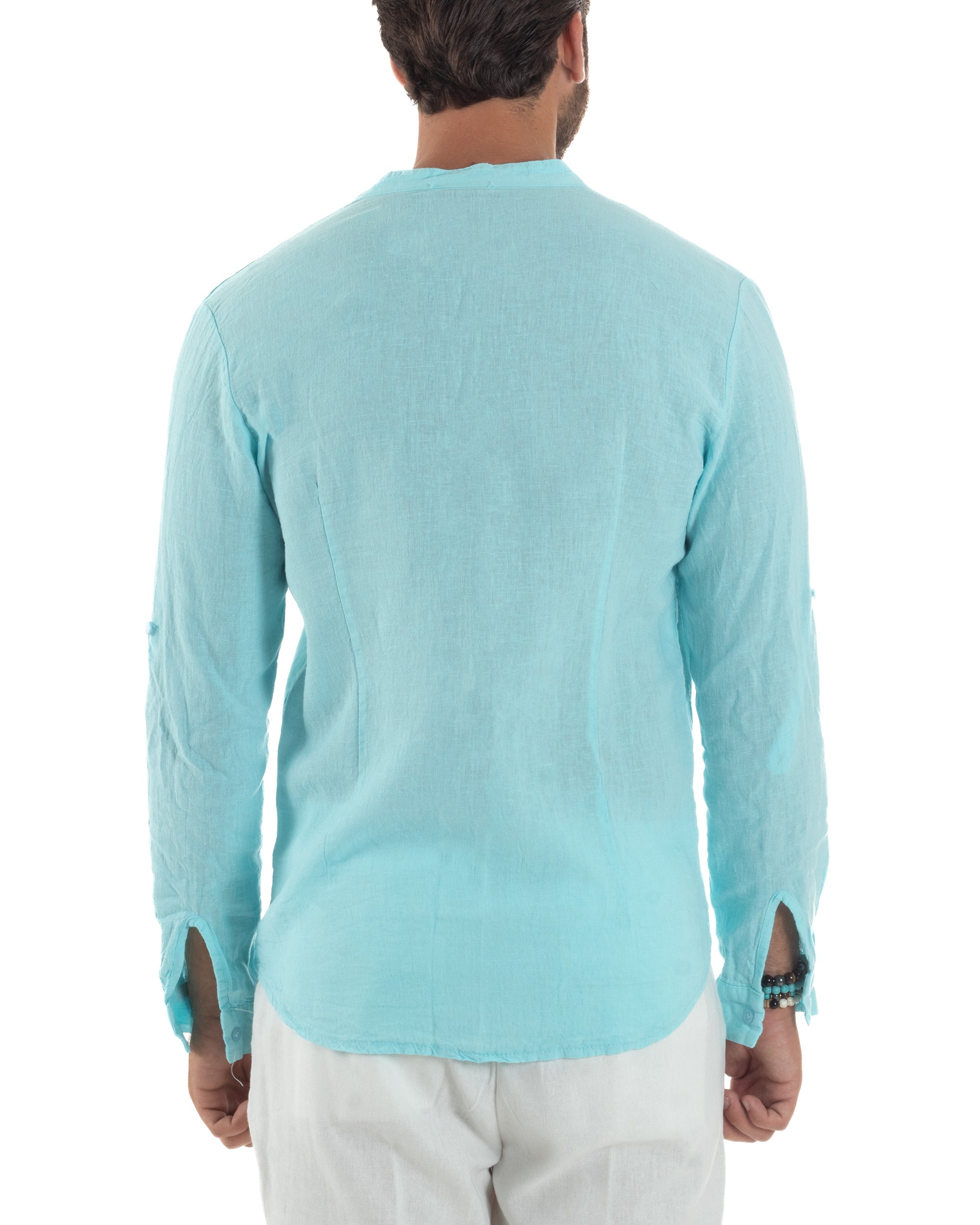 Camicia Lino Slim Fit Collo Coreano C3053A