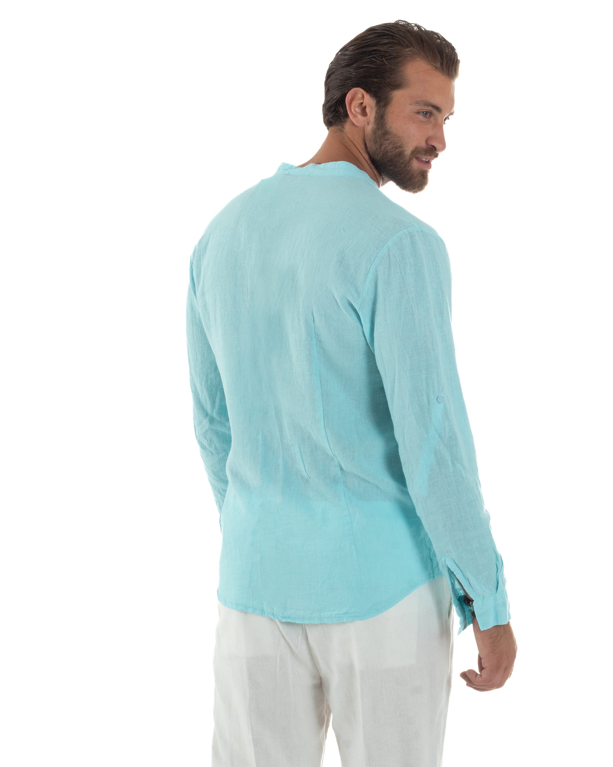 Camicia Lino Slim Fit Collo Coreano C3053A