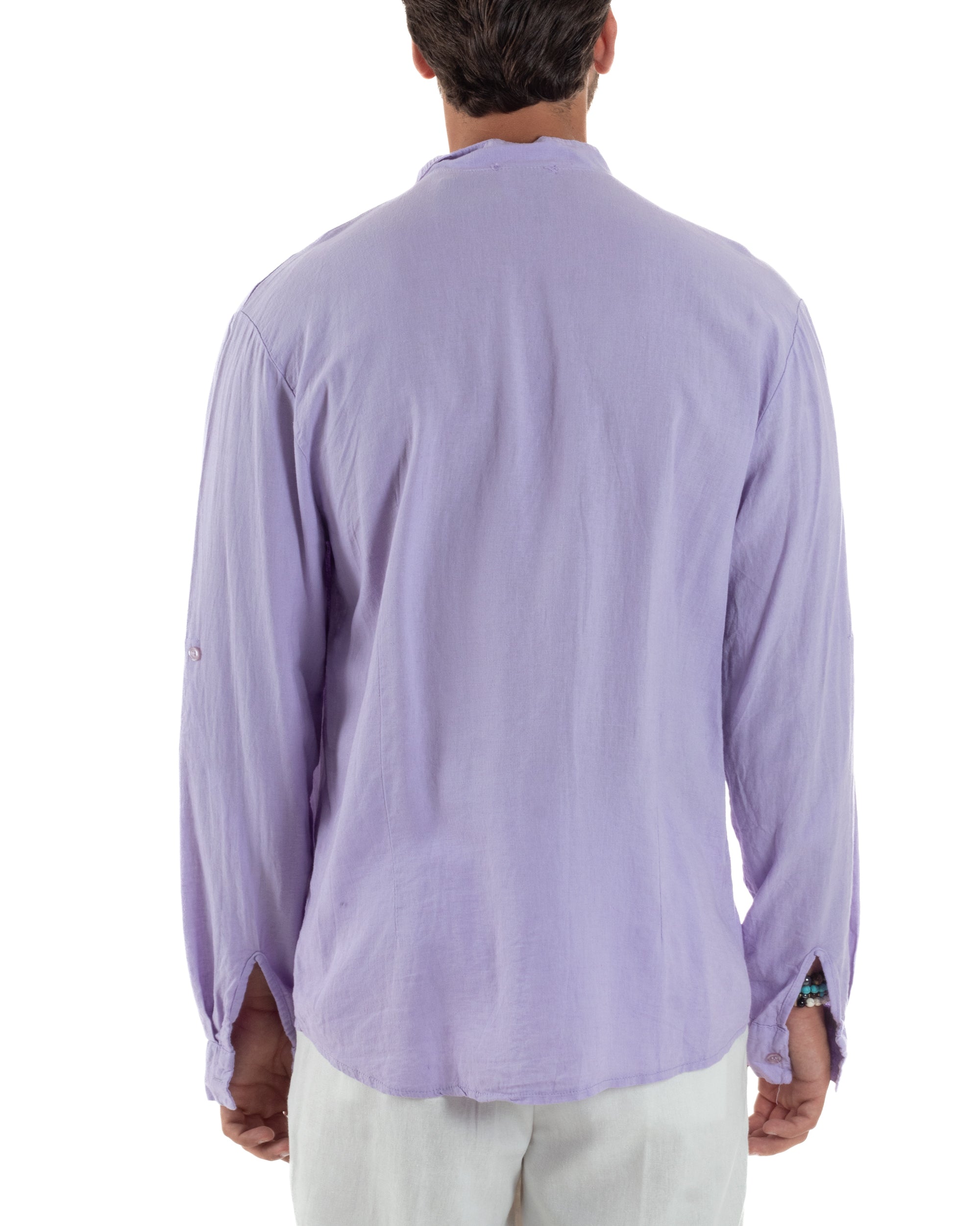 Camicia Lino Slim Fit Collo Coreano C3054A