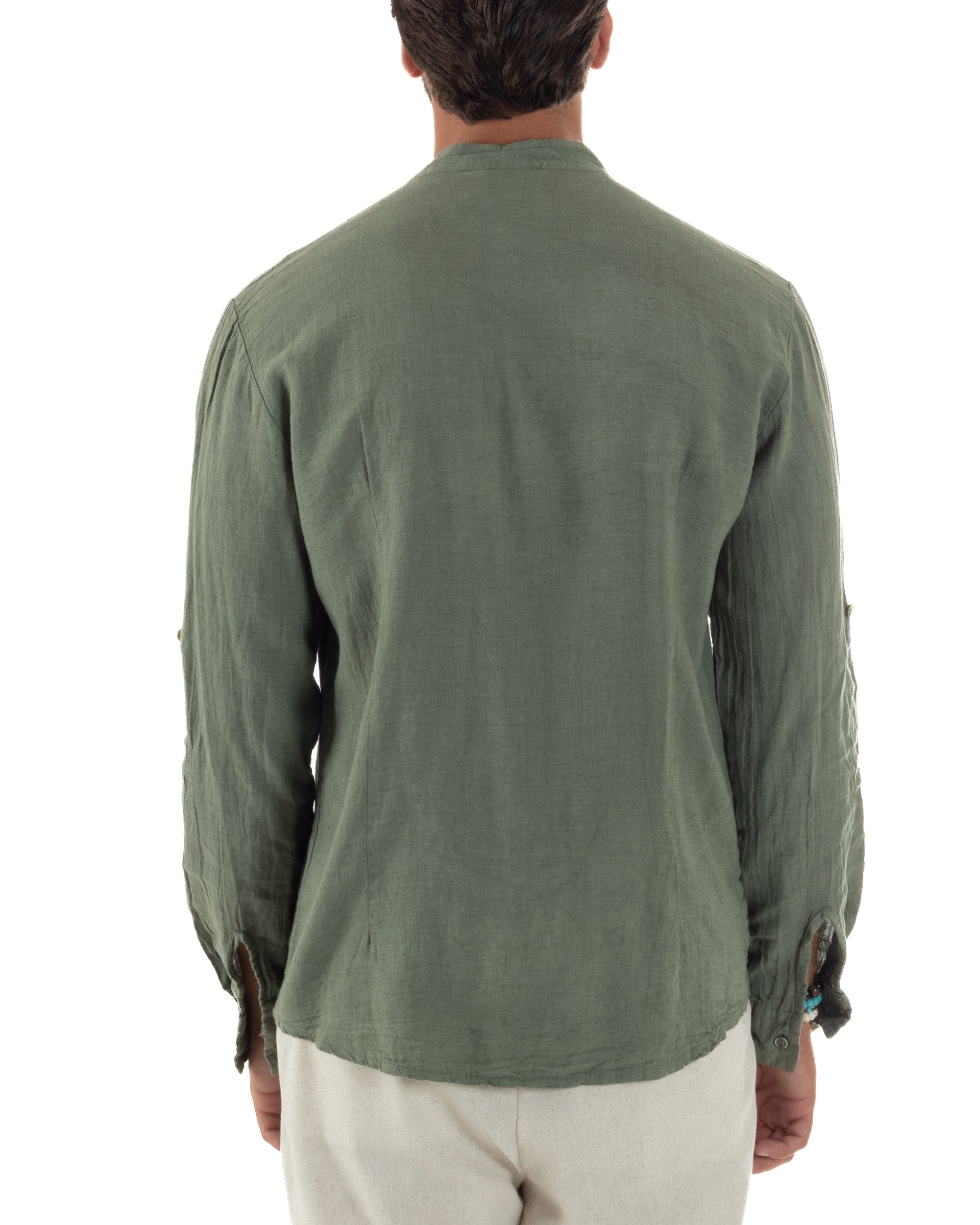 Camicia Lino Slim Fit Collo Coreano C3055A