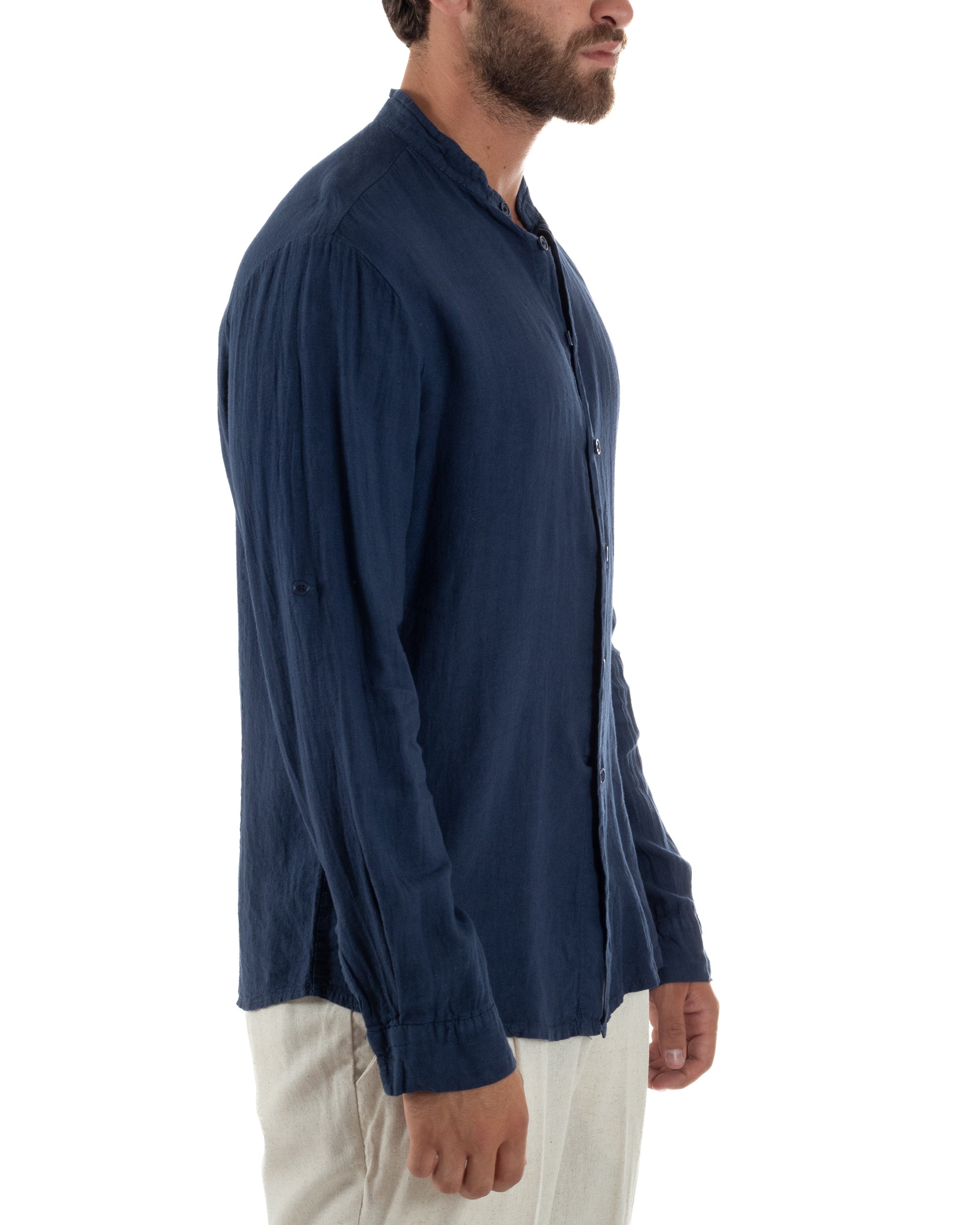 Camicia Lino Slim Fit Collo Coreano C3057A