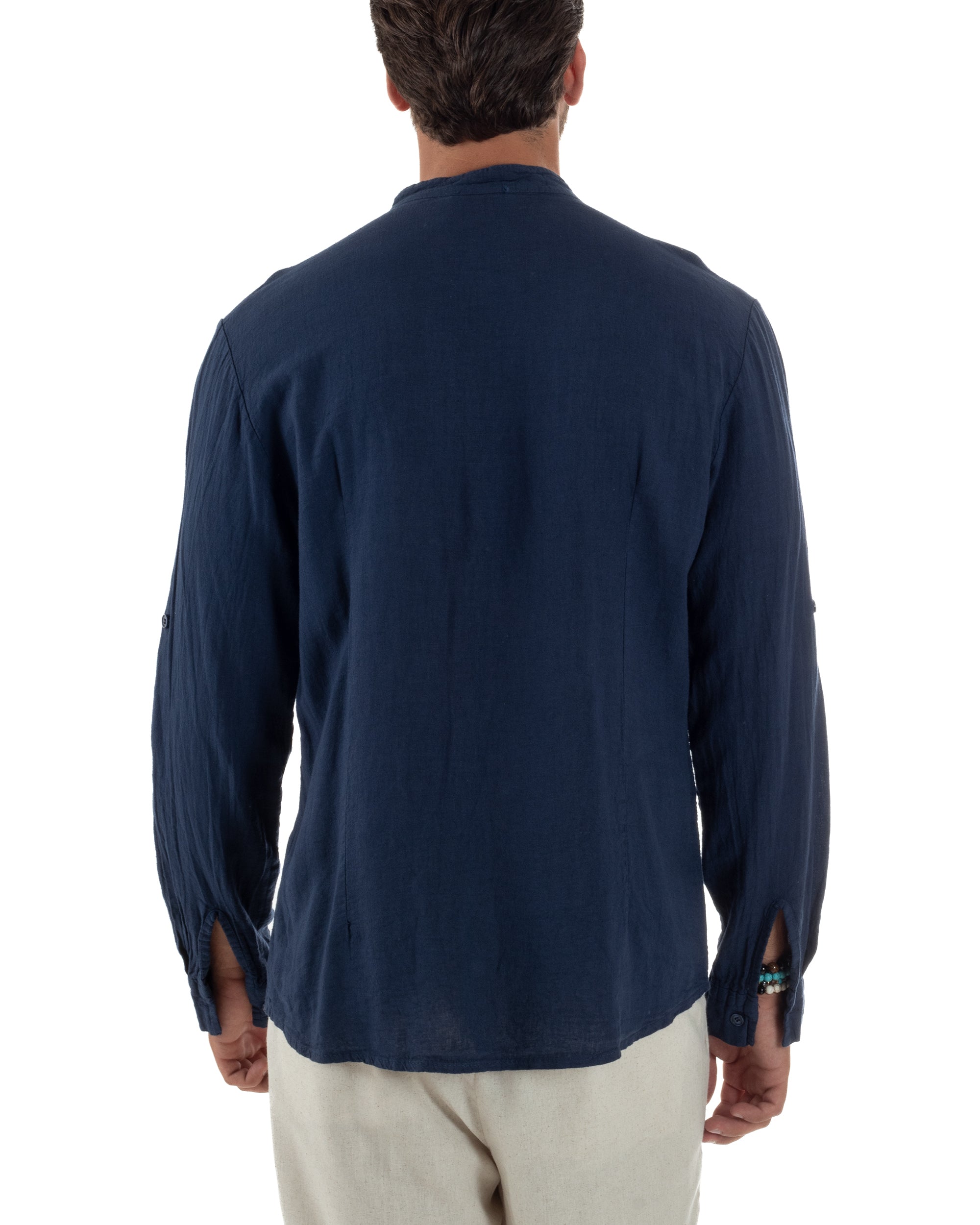 Camicia Lino Slim Fit Collo Coreano C3057A