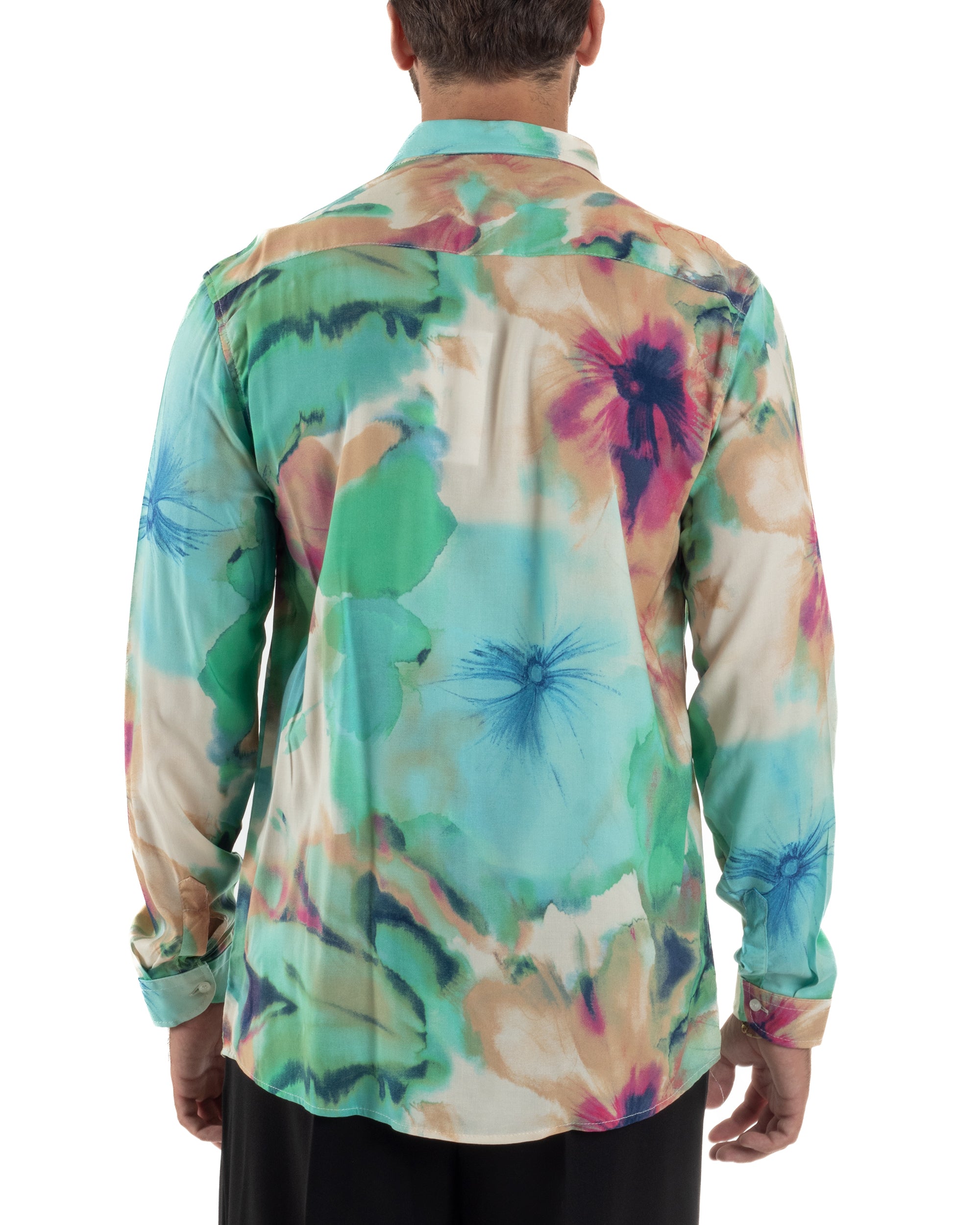 Camicia Uomo Colletto Viscosa Floreale BlackSunday C3059A