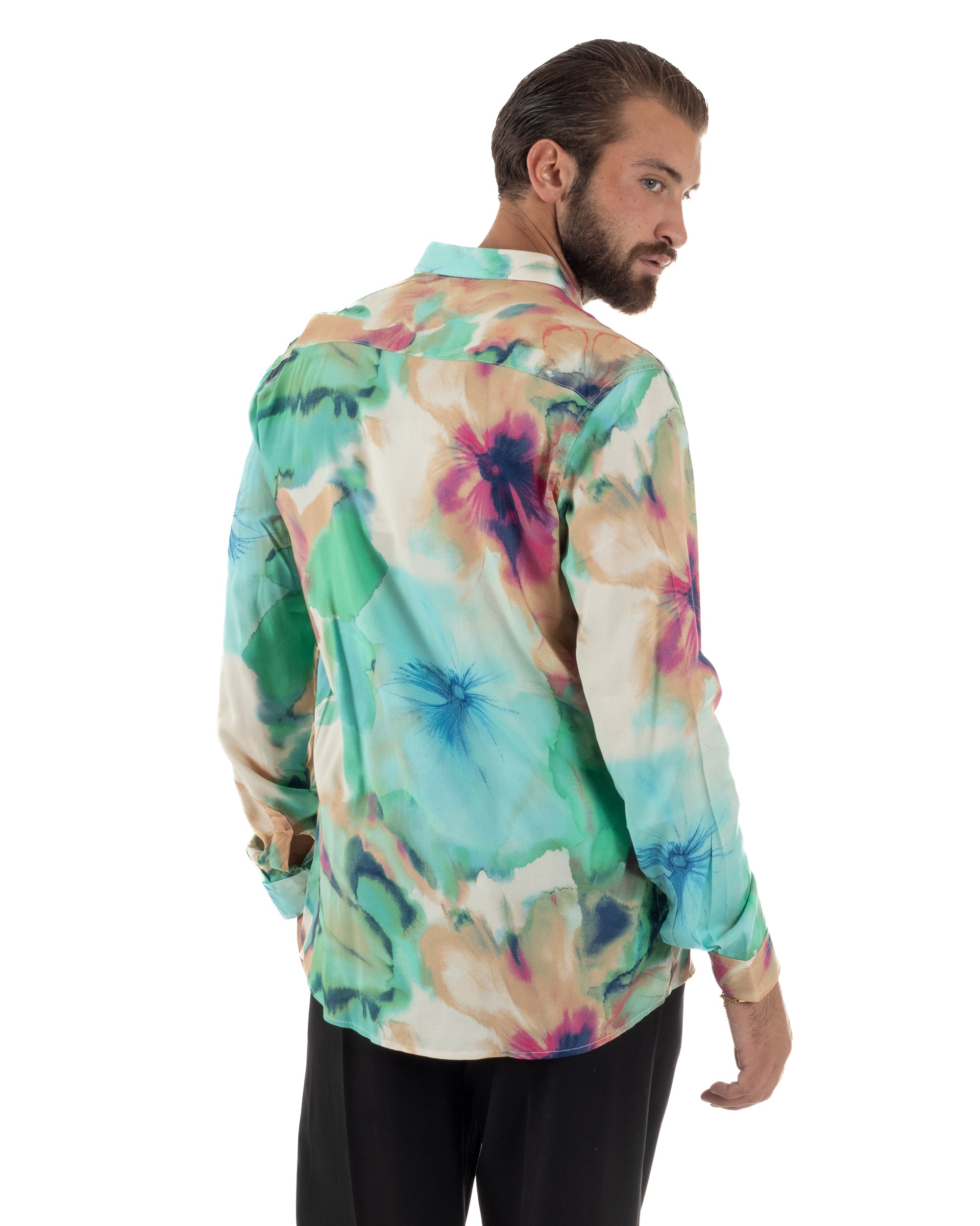 Camicia Uomo Colletto Viscosa Floreale BlackSunday C3059A