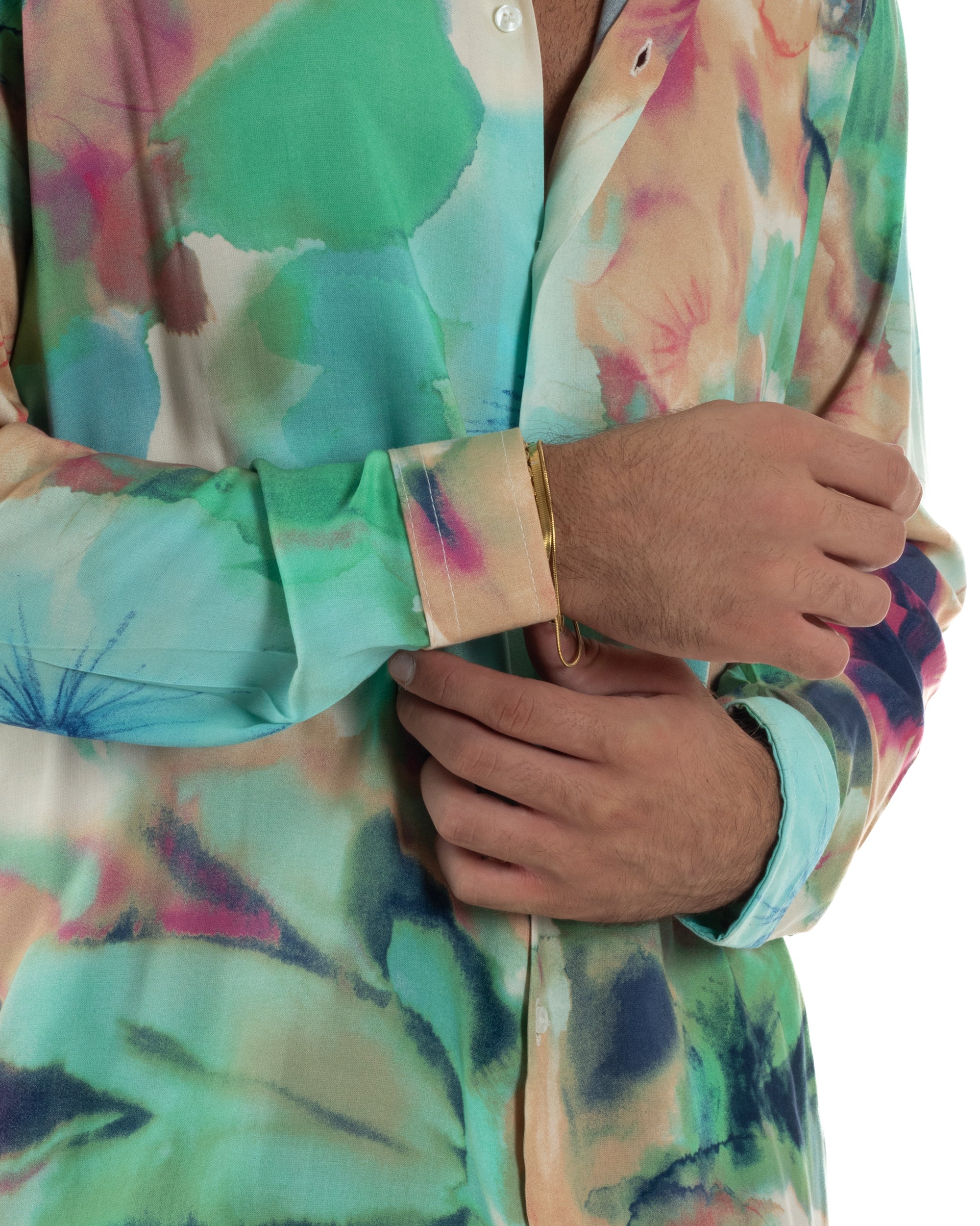 Camicia Uomo Colletto Viscosa Floreale BlackSunday C3059A