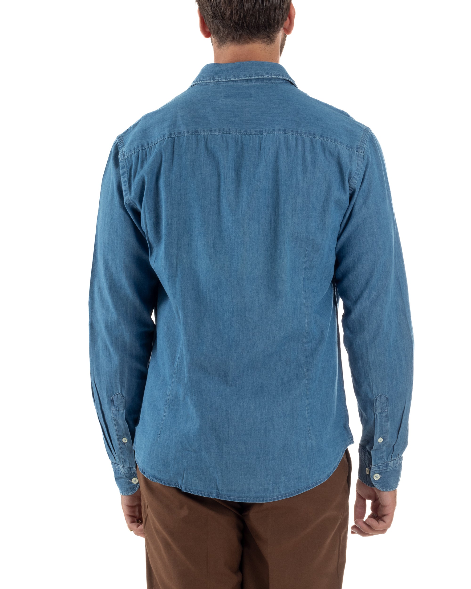 Camicia Jeans Colletto Francese Cotone Denim BlackSunday C3060A