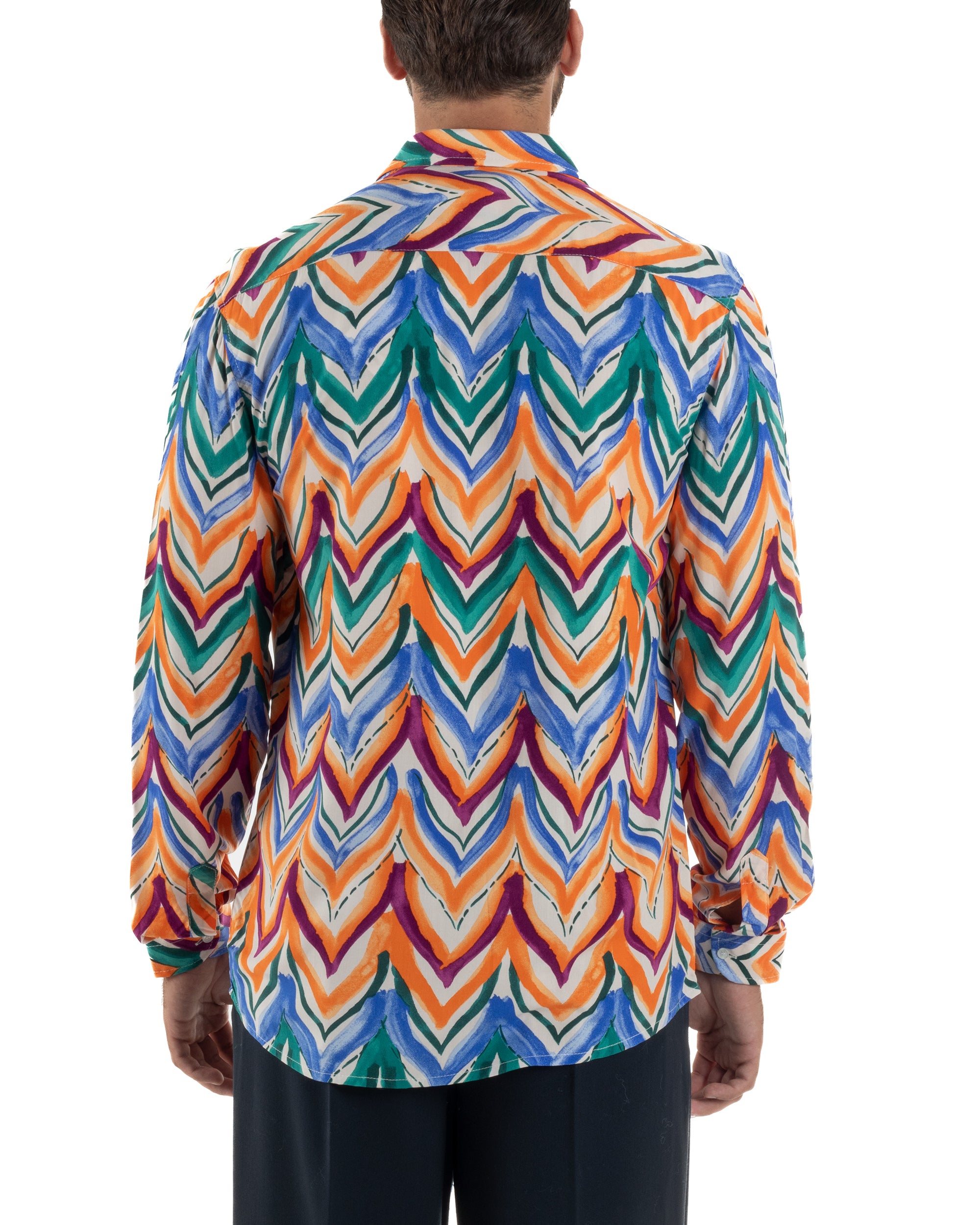 Camicia Uomo Colletto Viscosa Fantasia Multicolore BlackSunday C3061A