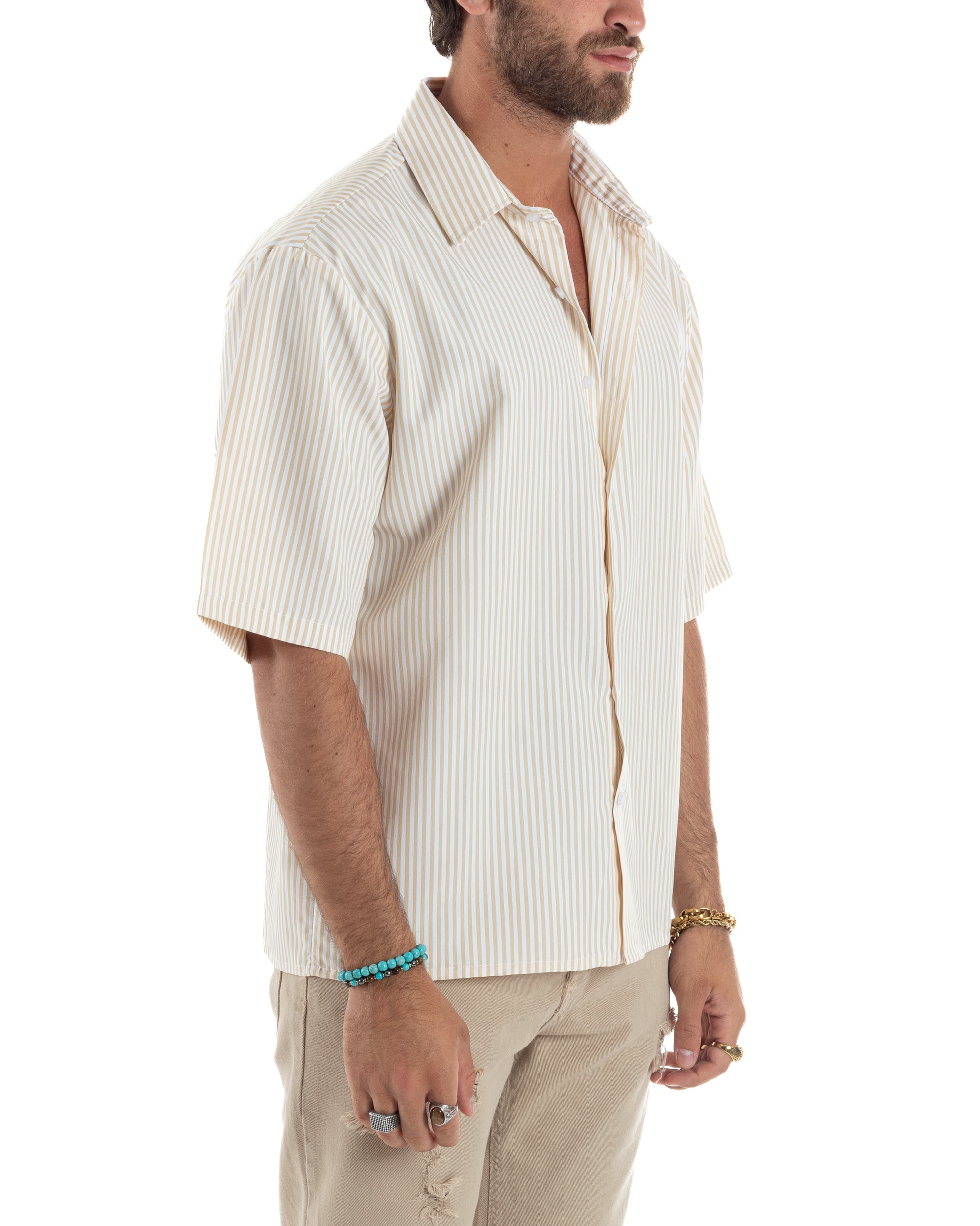 Camicia Maniche Corte Rigata Viscosa CC1213A