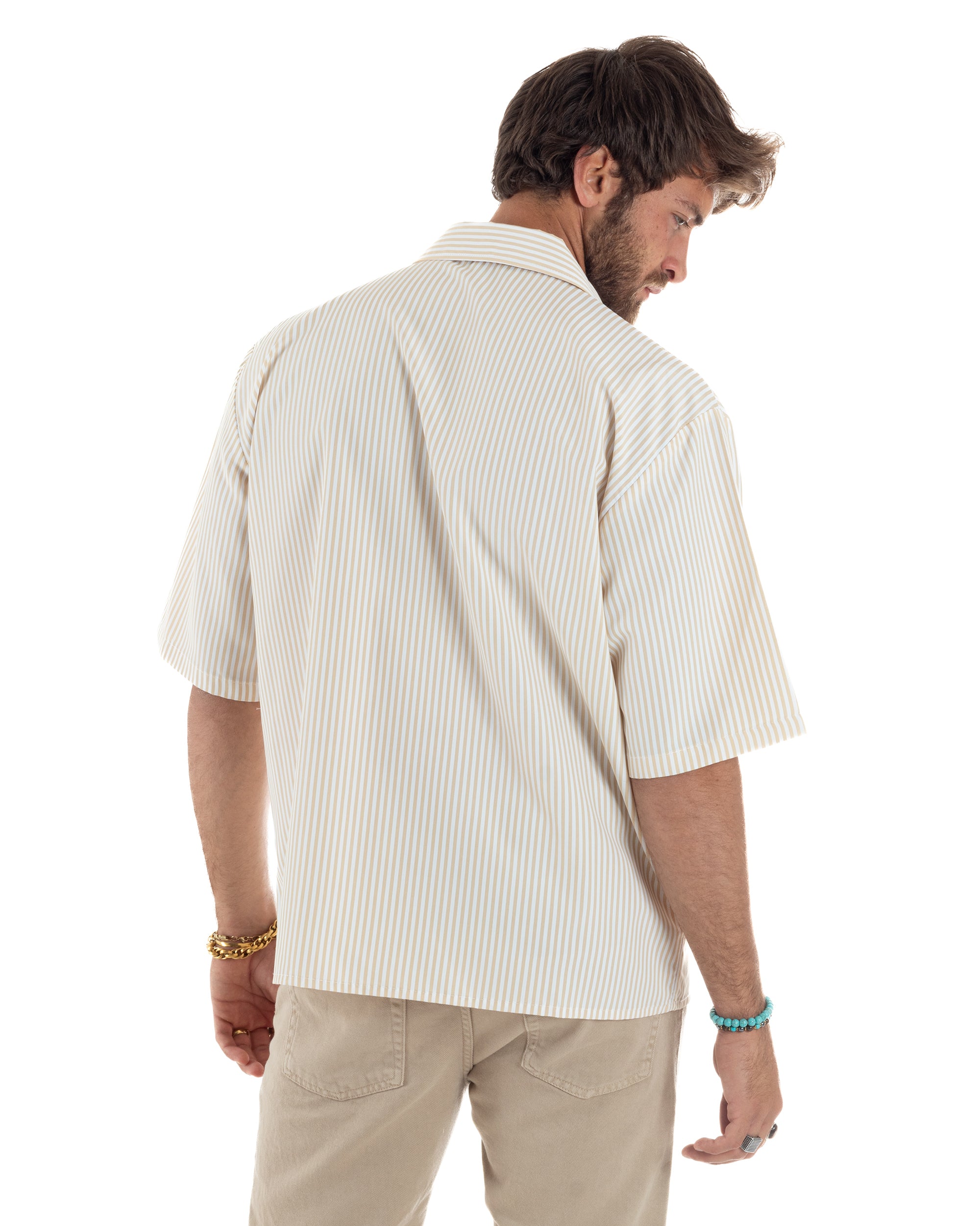 Camicia Maniche Corte Rigata Viscosa CC1213A