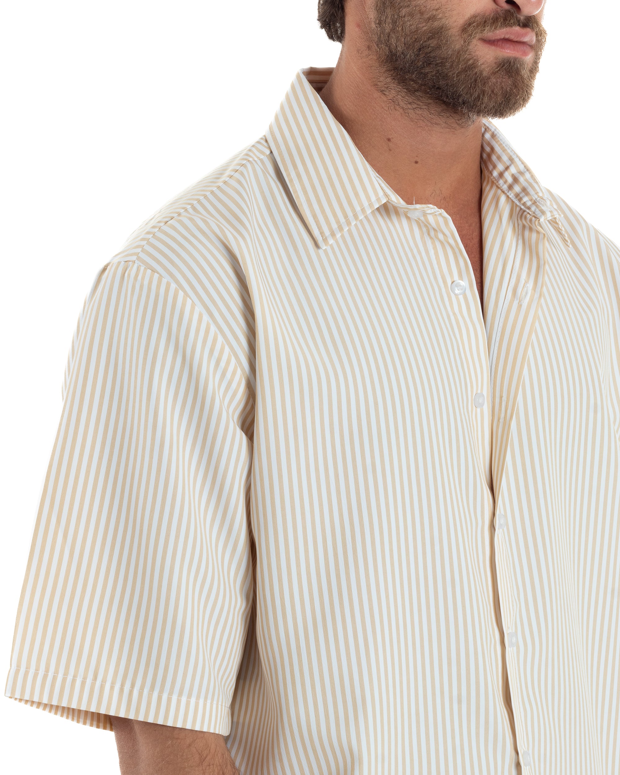 Camicia Maniche Corte Rigata Viscosa CC1213A