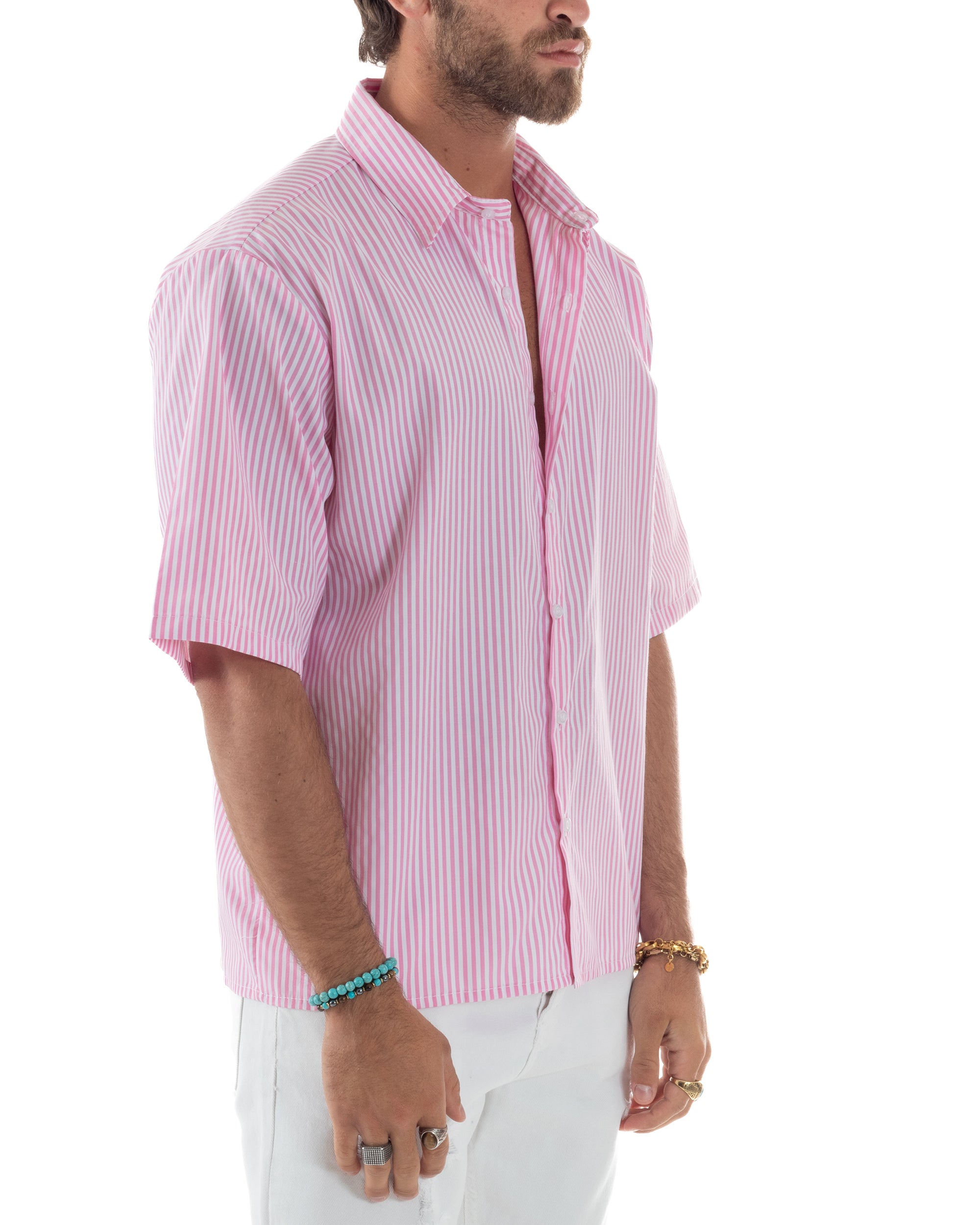 Camicia Maniche Corte Rigata Viscosa CC1214A