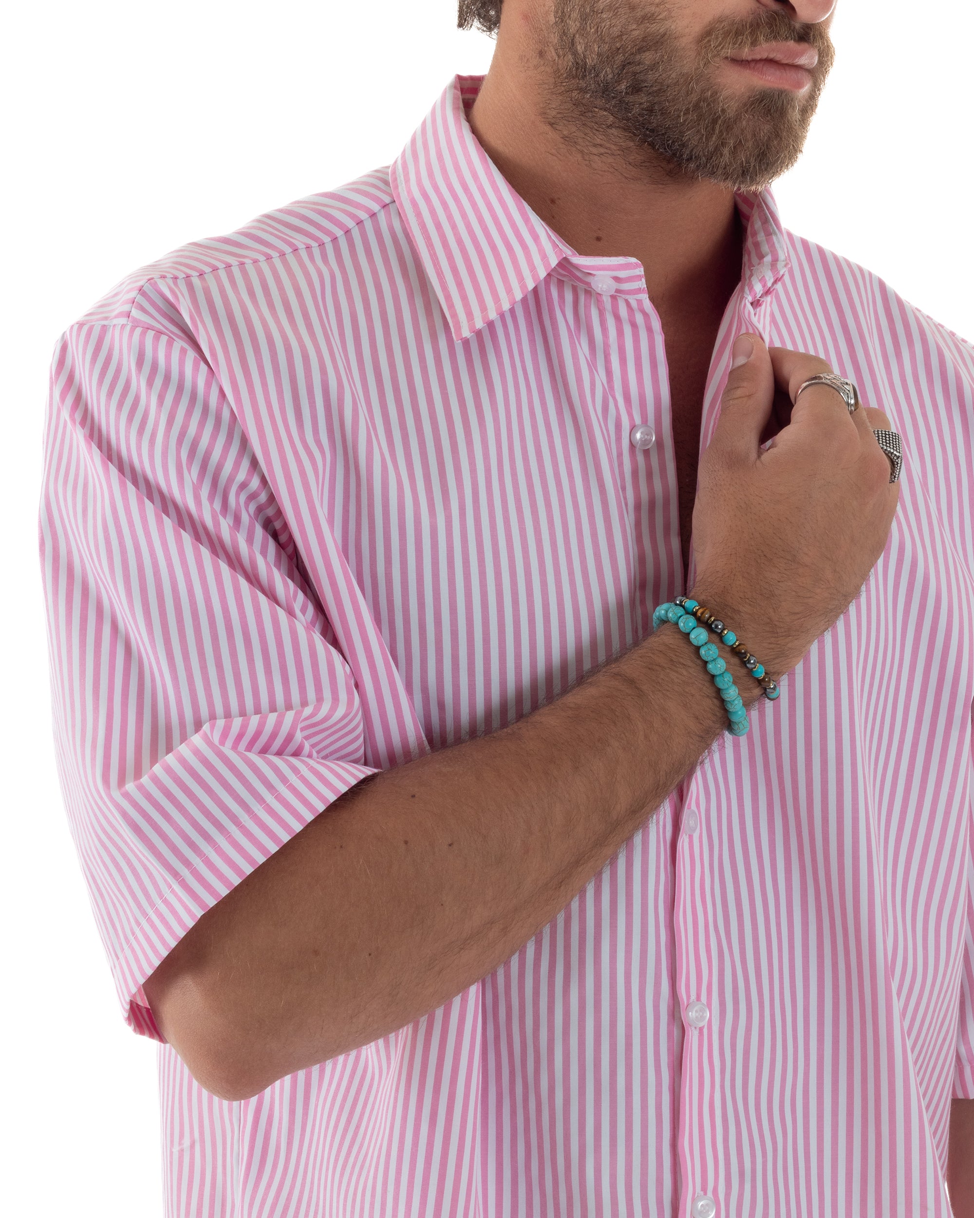 Camicia Maniche Corte Rigata Viscosa CC1214A