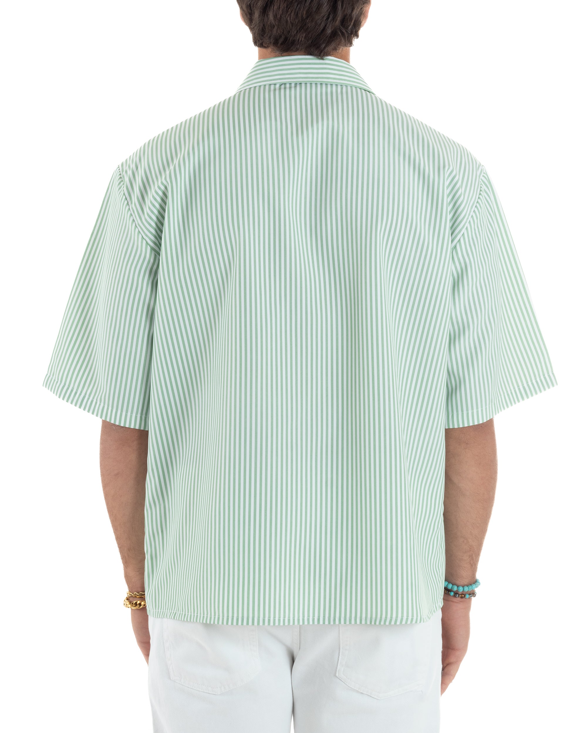 Camicia Maniche Corte Rigata Viscosa CC1216A