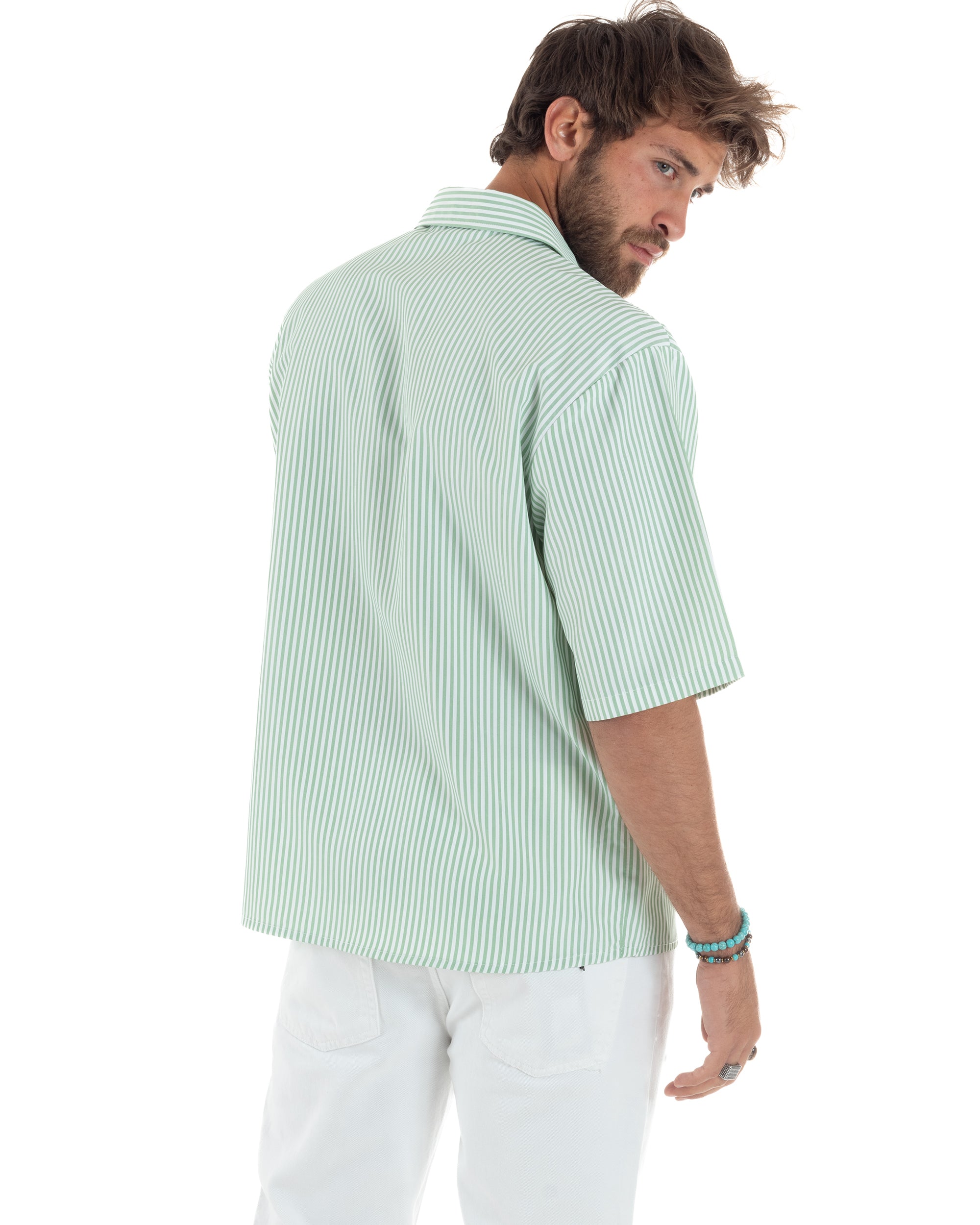 Camicia Maniche Corte Rigata Viscosa CC1216A