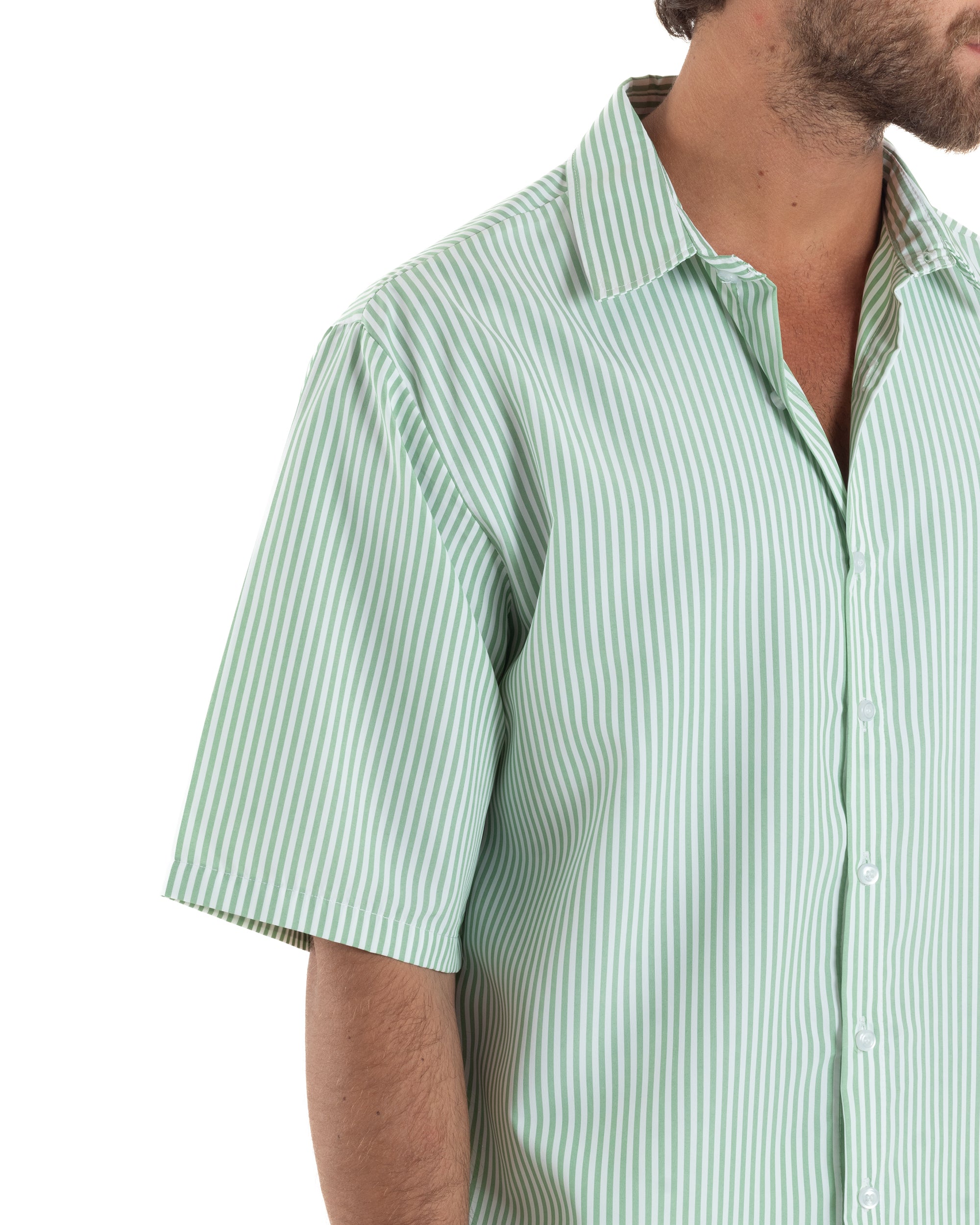 Camicia Maniche Corte Rigata Viscosa CC1216A