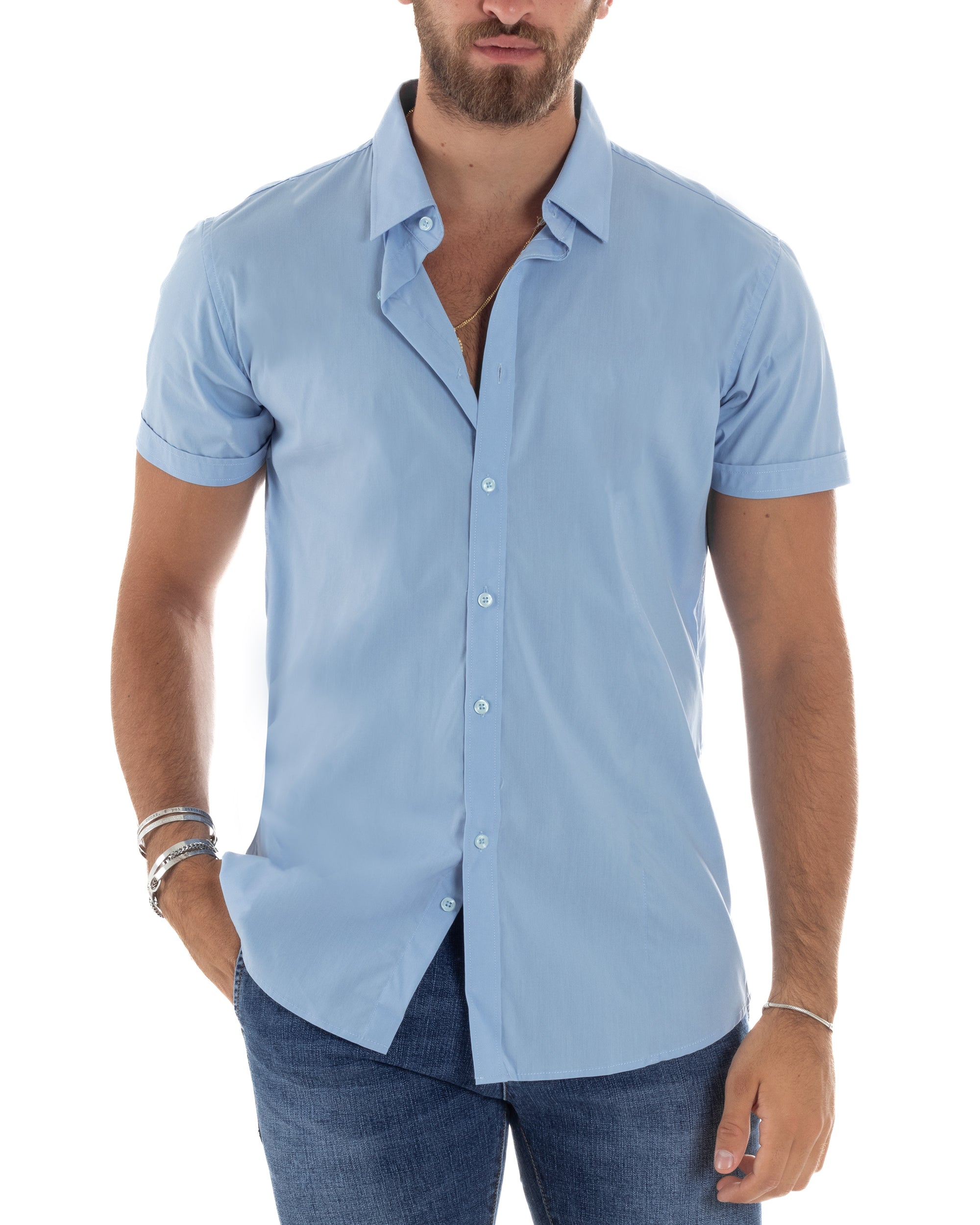 Camicia Maniche Corte Basic Collo Francese CC1218A