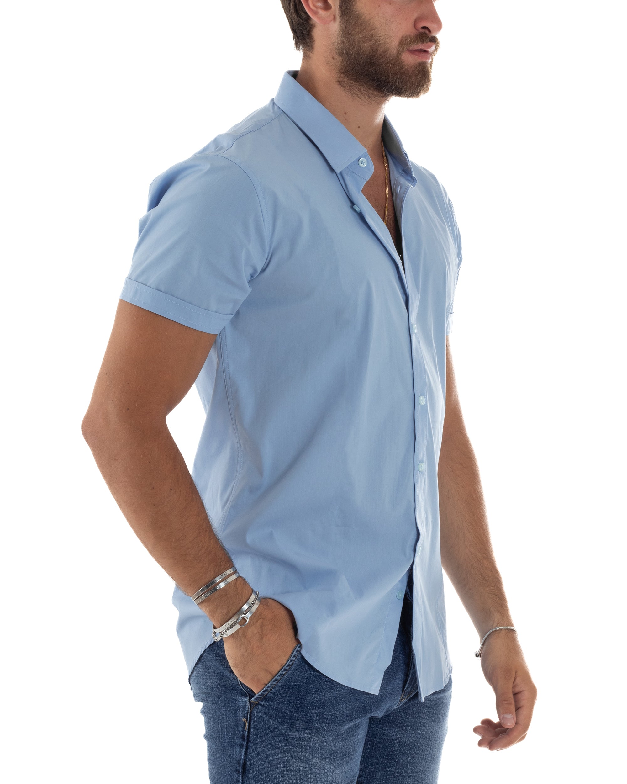 Camicia Maniche Corte Basic Collo Francese CC1218A