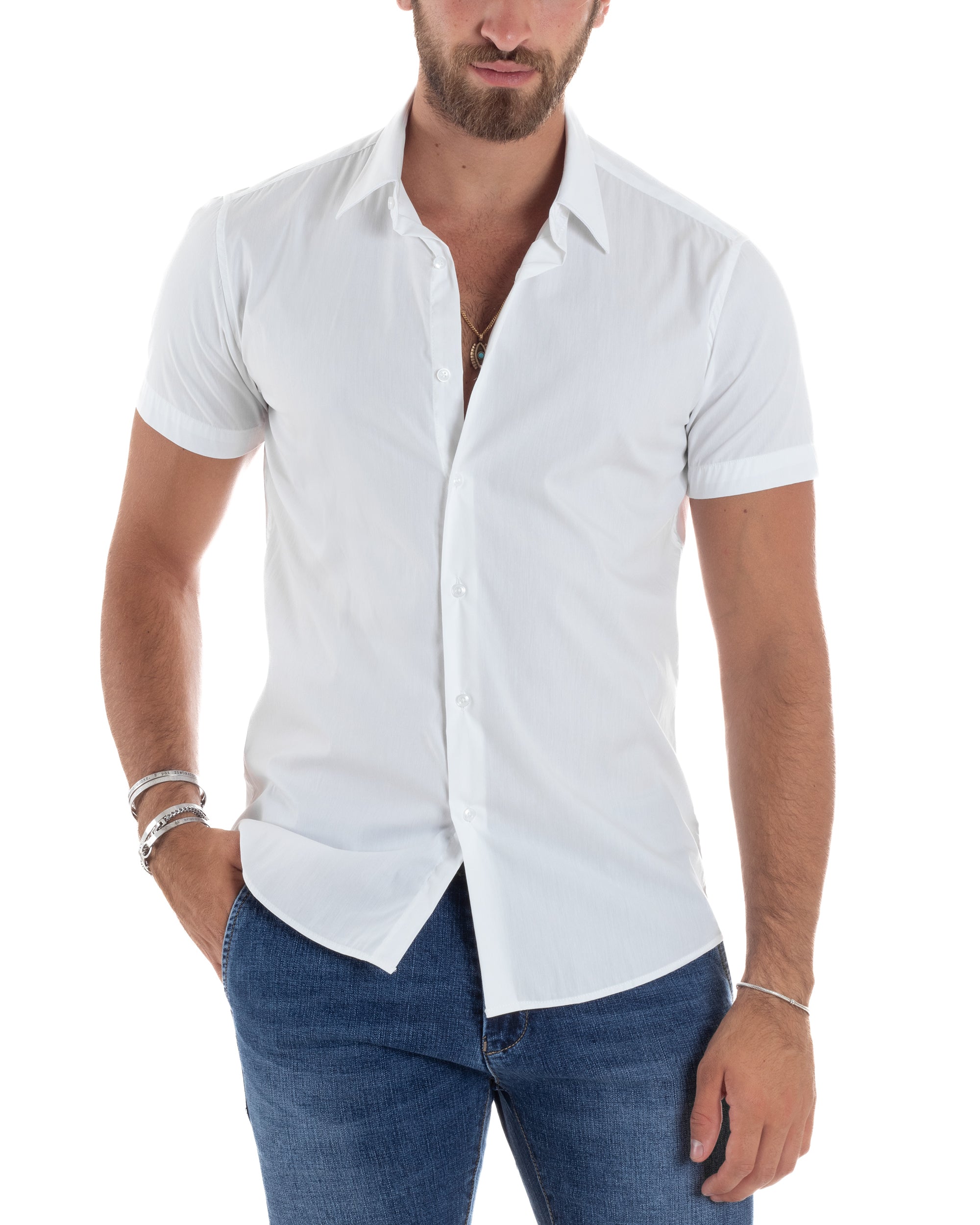 Camicia Maniche Corte Basic Collo Francese CC1219A