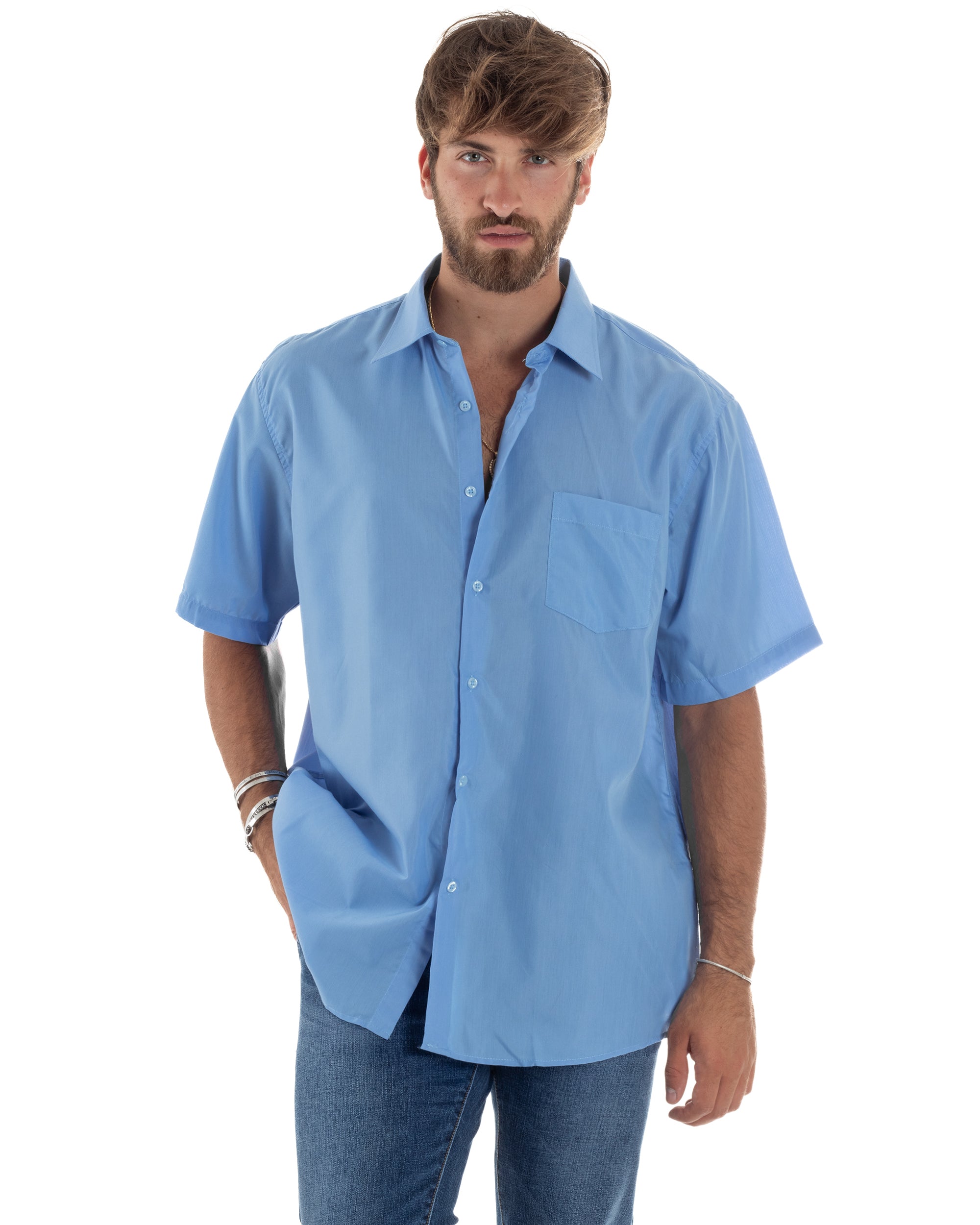 Camicia Maniche Corte Cotone Basic Regular Fit CC1221A