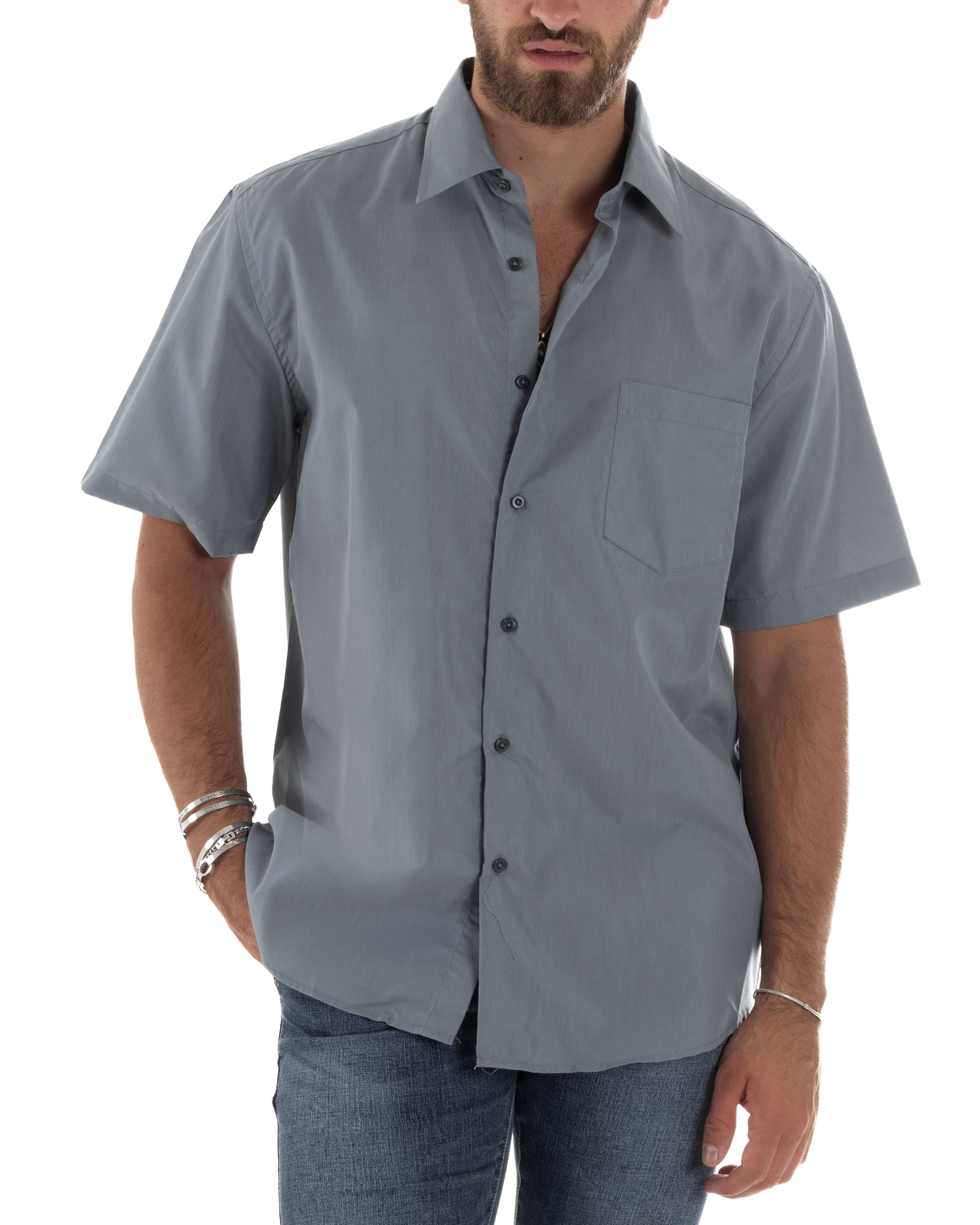 Camicia Maniche Corte Cotone Basic Regular Fit CC1223A